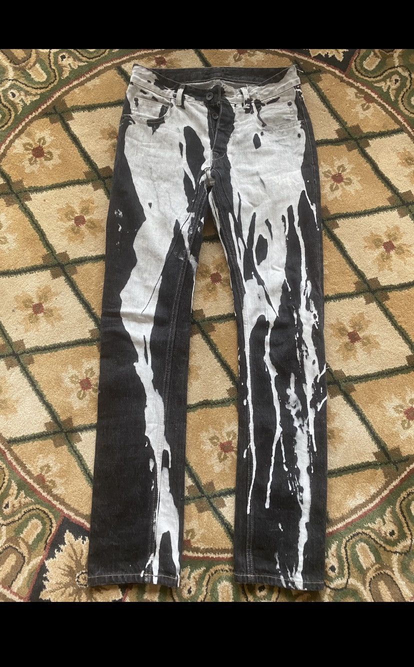 image of Rick Owens Bleach Vomit Detroit Denim in Black, Men's (Size 28)