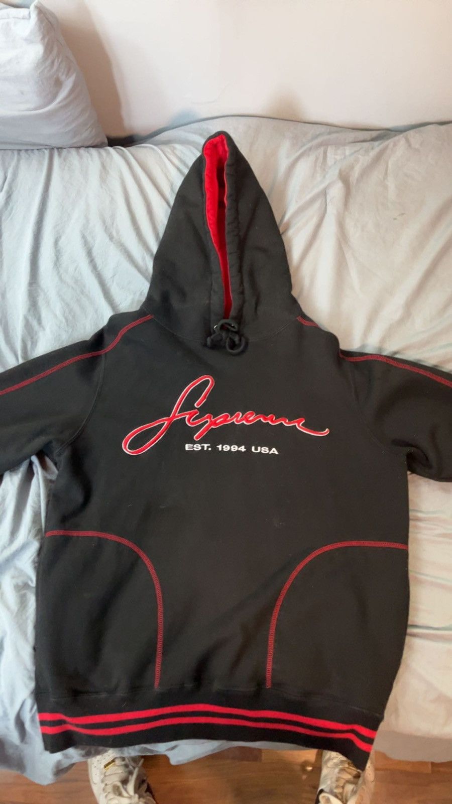 Supreme Contrast Hooded Sweatshirt Black Grailed