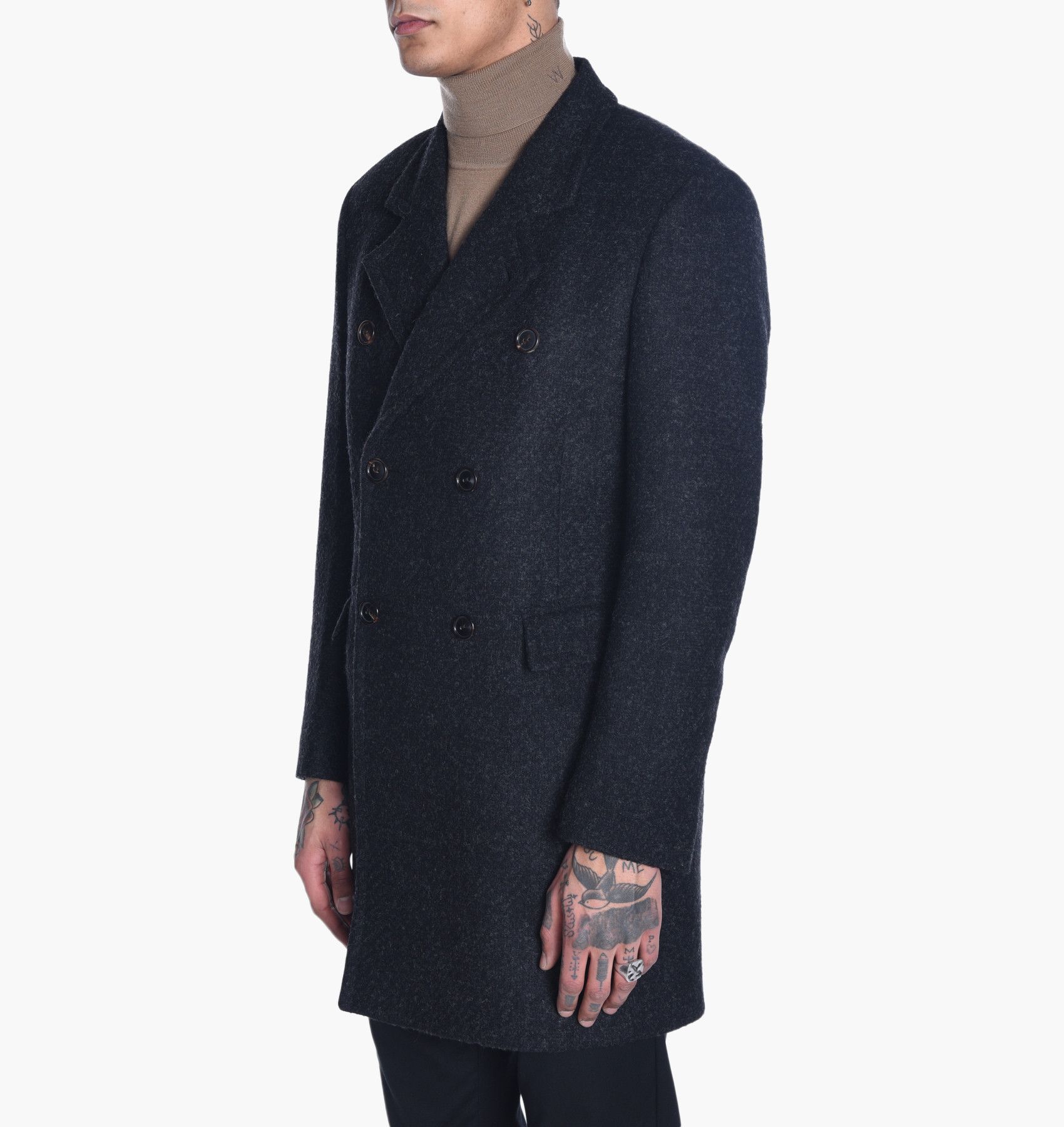 Our Legacy Our Legacy Double Breasted Overcoat - Dark Grey Wool Size US L / EU 52-54 / 3 - 8 Thumbnail