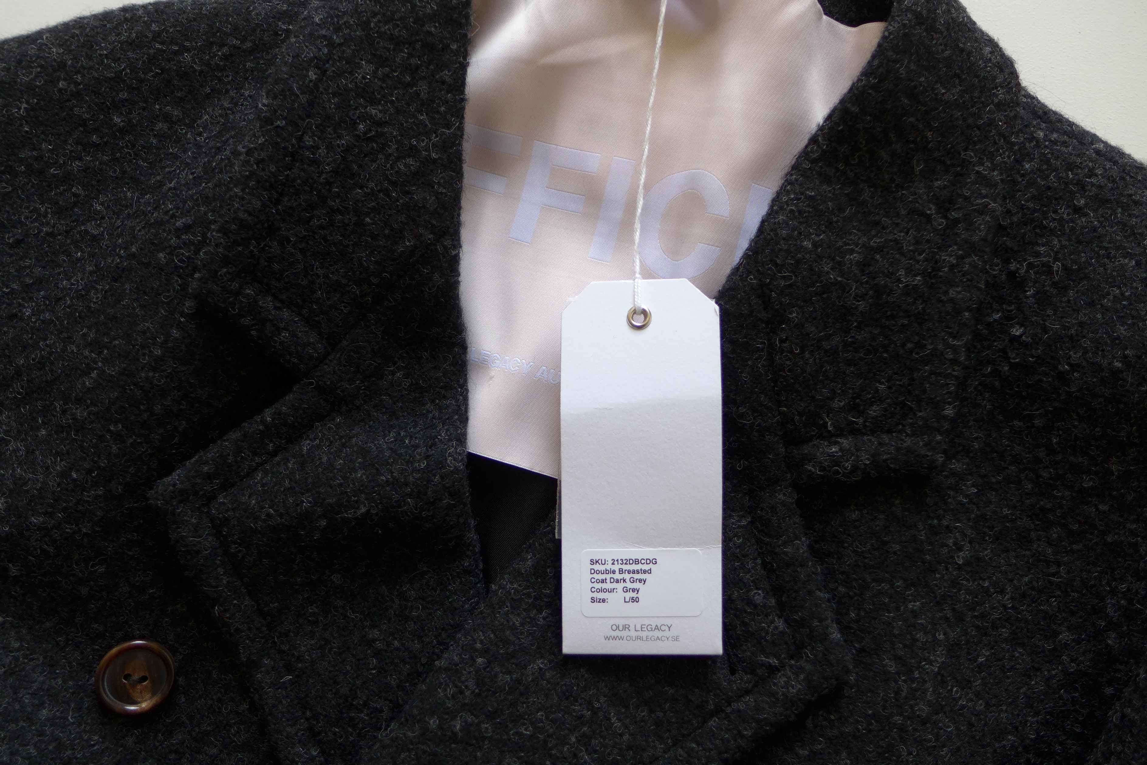 Our Legacy Our Legacy Double Breasted Overcoat - Dark Grey Wool Size US L / EU 52-54 / 3 - 5 Thumbnail