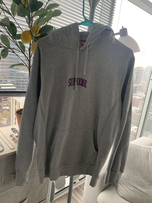 Supreme Supreme Glitter Arc Hooded Sweatshirt Size L Gray / Purple