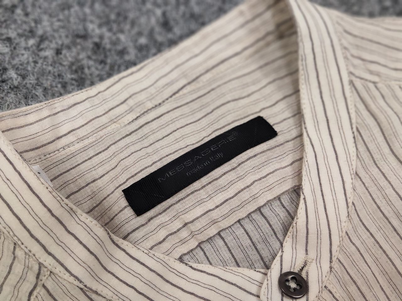 Messagerie Mesagerie Design Cotton Striped beige button Men's Shirt Size US S / EU 44-46 / 1 - 17 Thumbnail
