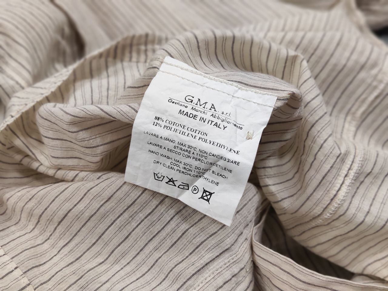Messagerie Mesagerie Design Cotton Striped beige button Men's Shirt Size US S / EU 44-46 / 1 - 19 Thumbnail