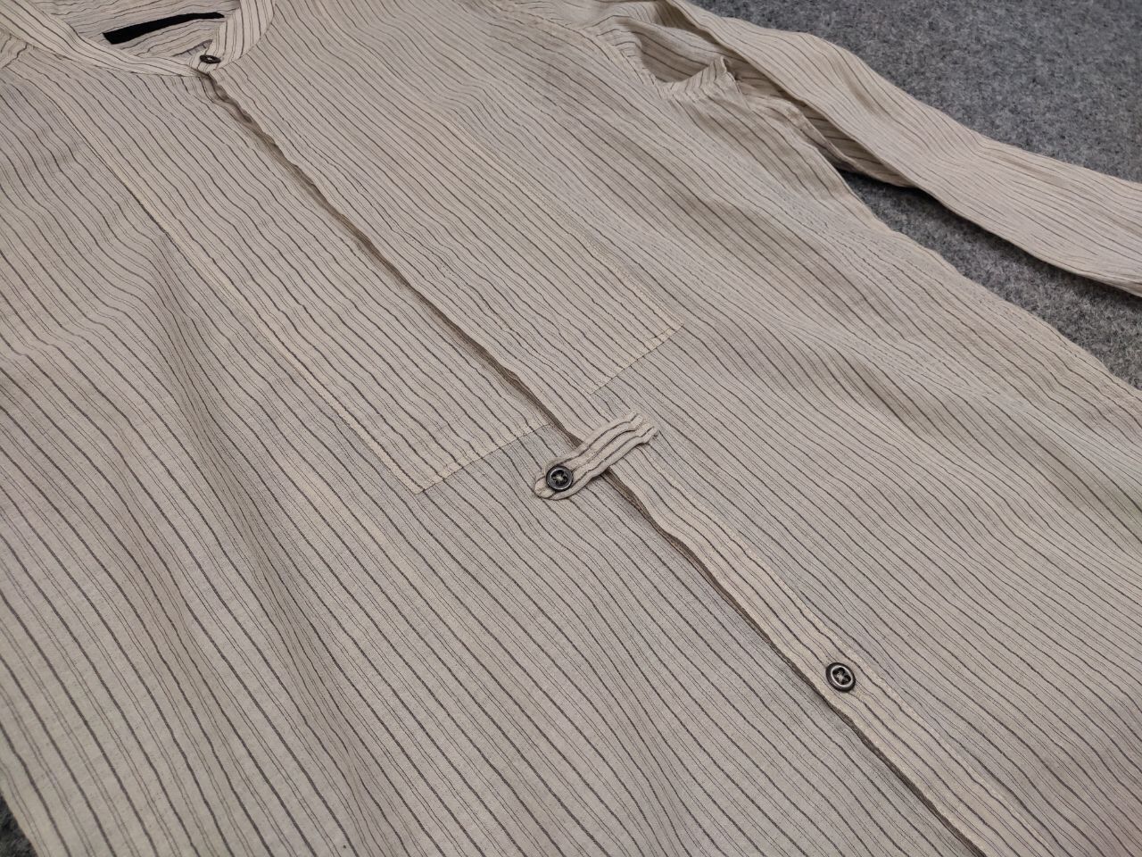 Messagerie Mesagerie Design Cotton Striped beige button Men's Shirt Size US S / EU 44-46 / 1 - 15 Thumbnail