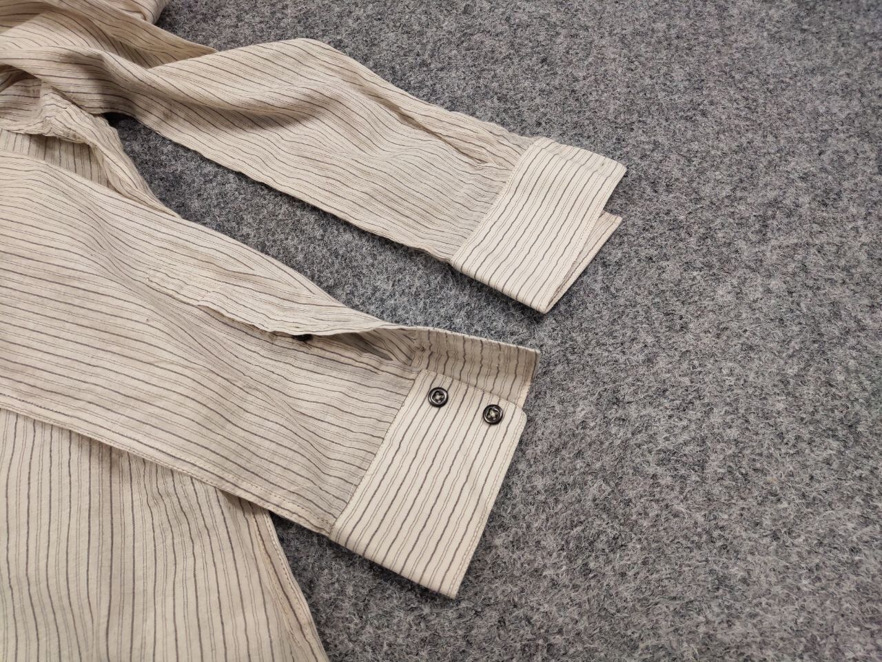 Messagerie Mesagerie Design Cotton Striped beige button Men's Shirt Size US S / EU 44-46 / 1 - 13 Thumbnail