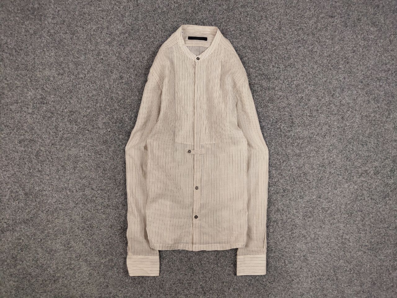 Messagerie Mesagerie Design Cotton Striped beige button Men's Shirt Size US S / EU 44-46 / 1 - 1 Thumbnail