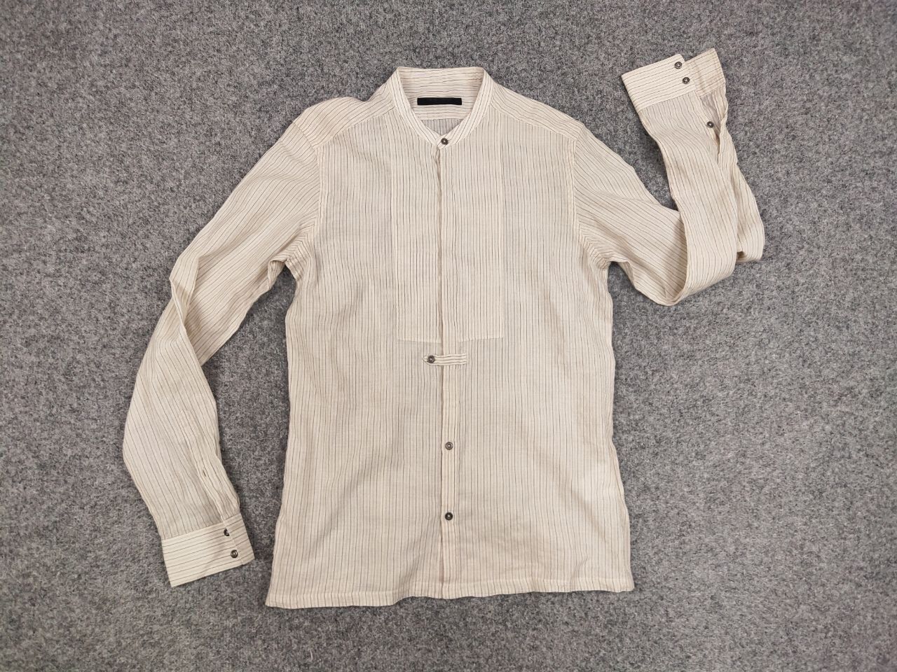 Messagerie Mesagerie Design Cotton Striped beige button Men's Shirt Size US S / EU 44-46 / 1 - 12 Thumbnail