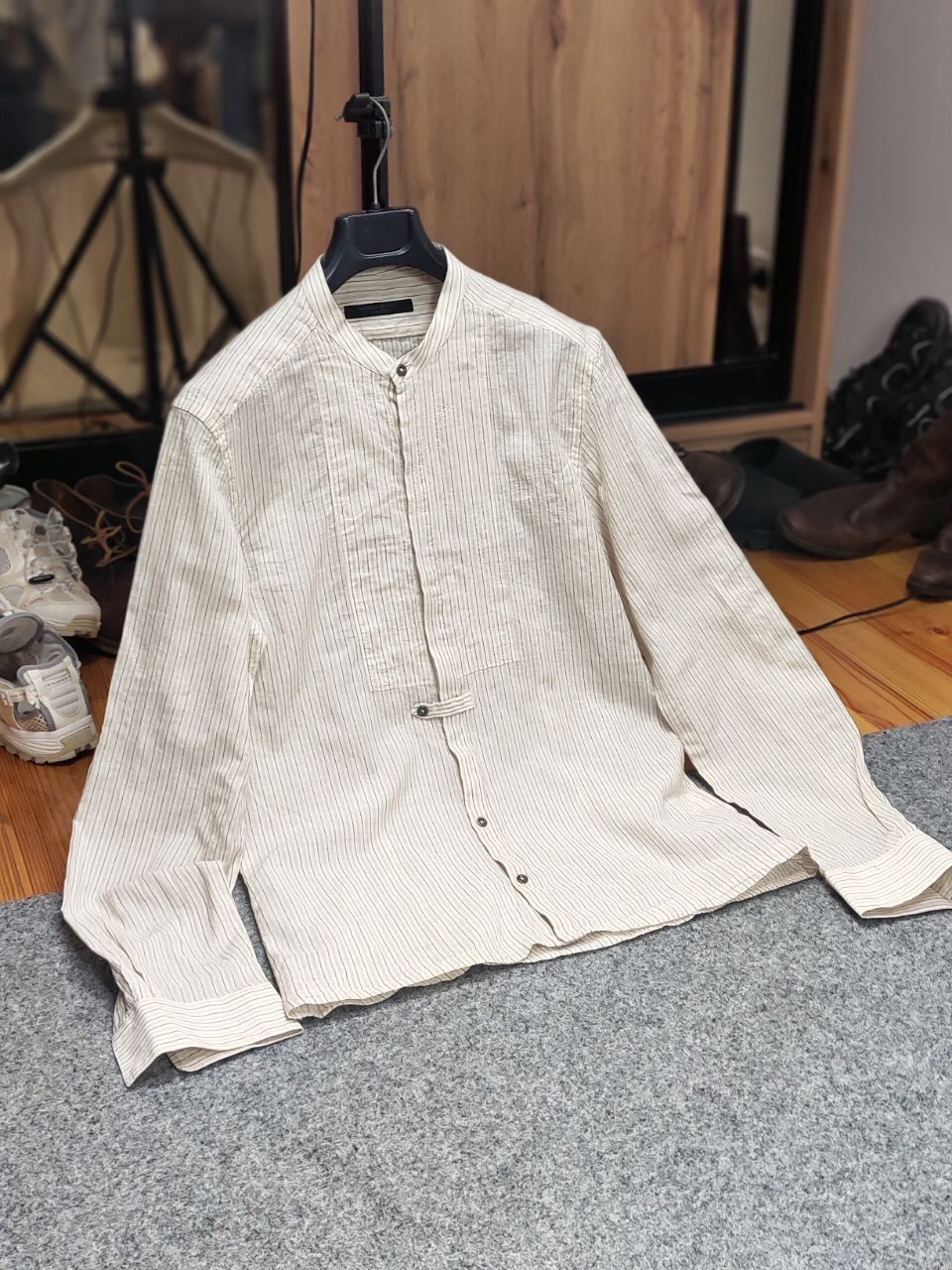 Messagerie Mesagerie Design Cotton Striped beige button Men's Shirt Size US S / EU 44-46 / 1 - 21 Thumbnail
