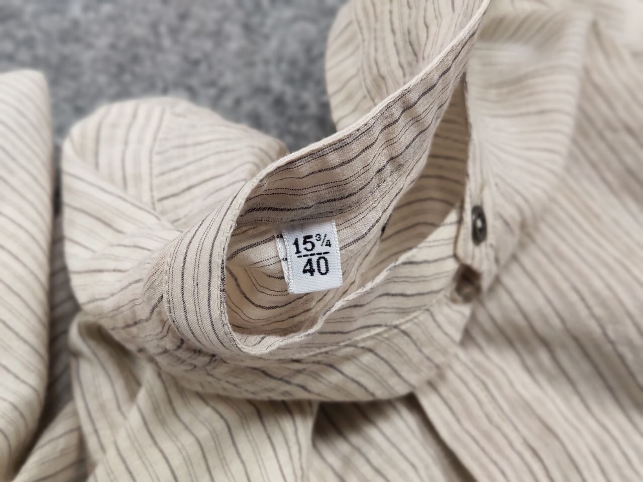 Messagerie Mesagerie Design Cotton Striped beige button Men's Shirt Size US S / EU 44-46 / 1 - 18 Thumbnail