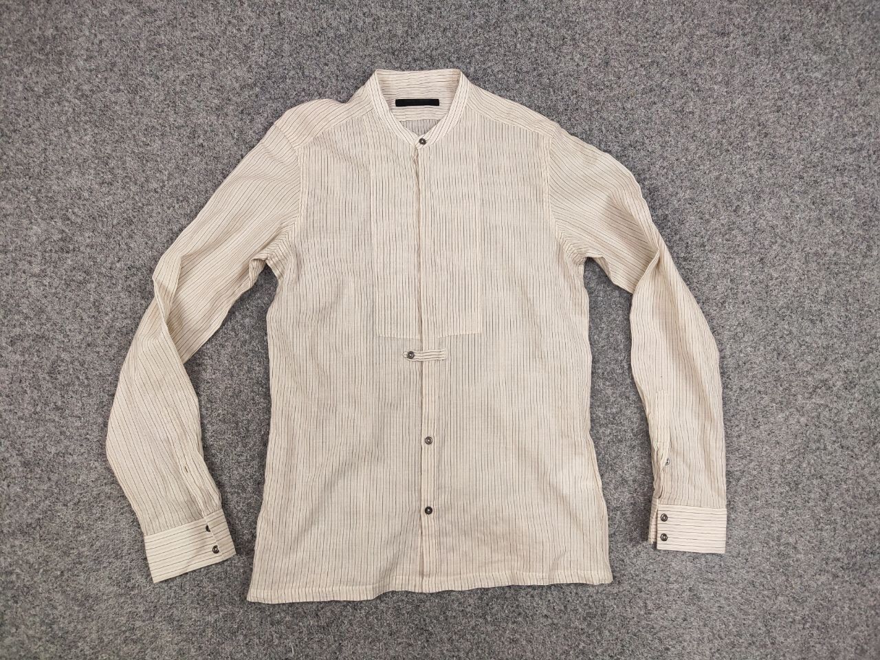 Messagerie Mesagerie Design Cotton Striped beige button Men's Shirt Size US S / EU 44-46 / 1 - 11 Thumbnail