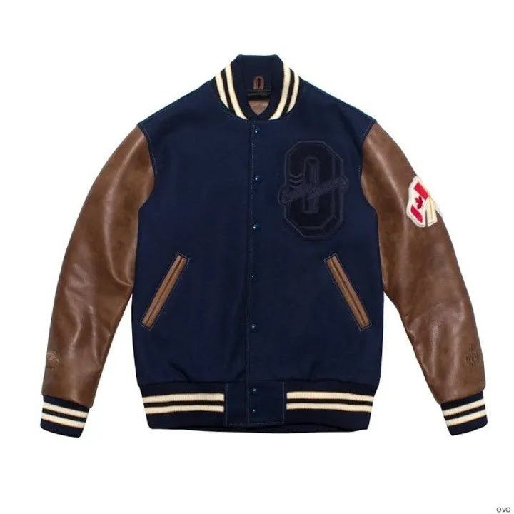 image of Drake x Octobers Very Own Ovo Roots Vasity Jacket in Navy, Men's (Size Small)