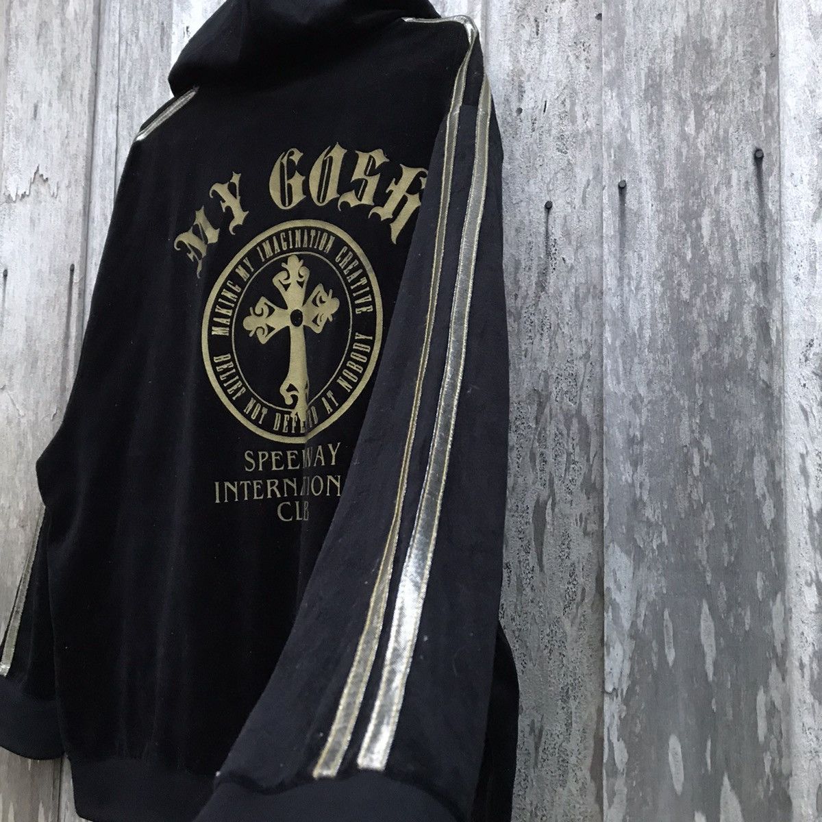 Japanese Brand × Vintage Speedway International Club Velvet Hoodie Big Logo Size US XXL / EU 58 / 5 - 3 Thumbnail