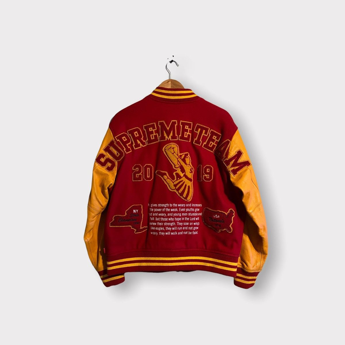 Supreme Supreme Team Varsity Jacket Red M | Grailed