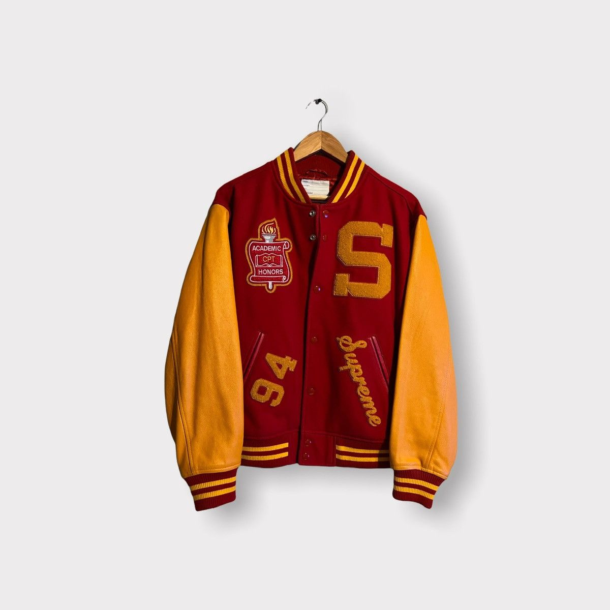 Supreme Supreme Team Varsity Jacket Red M | Grailed