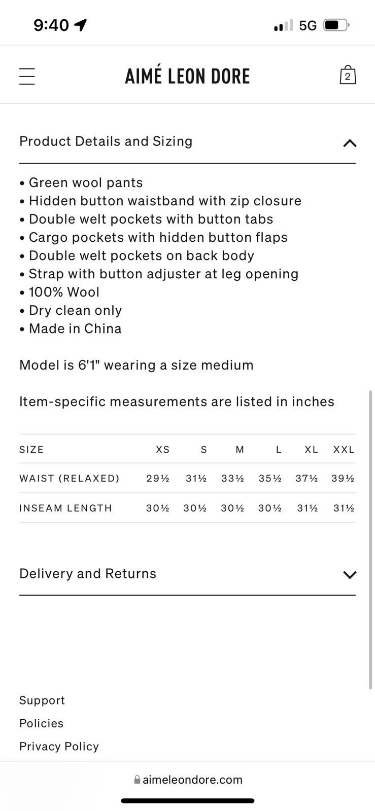 Aime Leon Dore Aimé Leon Dore Wool Cargo Trousers Size US 30 / EU 46 - 2 Thumbnail