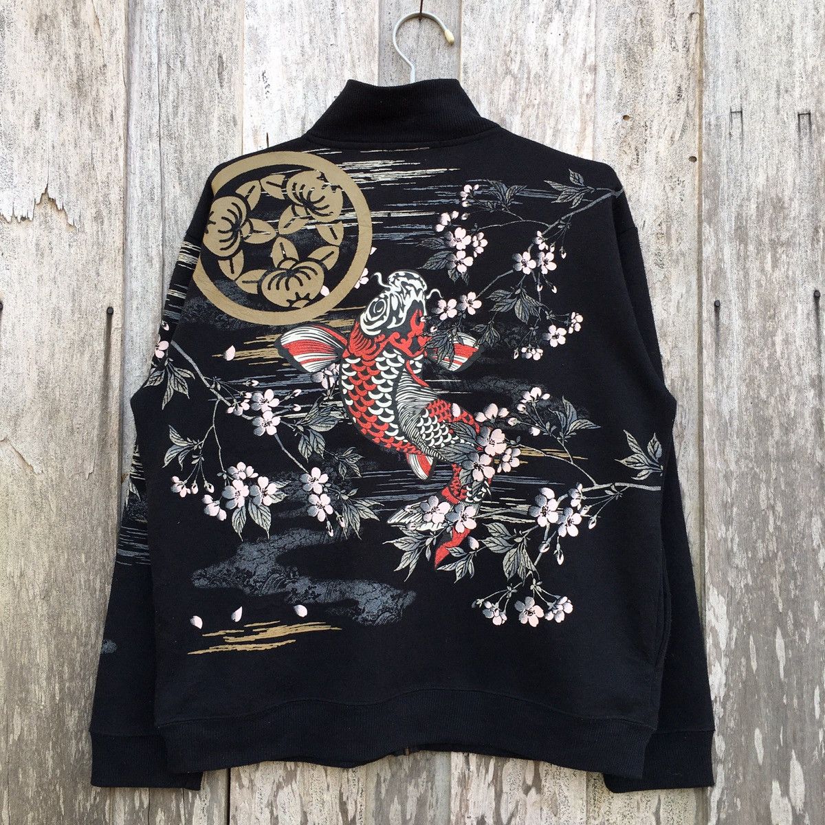 Japanese Koi Sukajan Souvenir Jacket Zip Up Sweatshirt