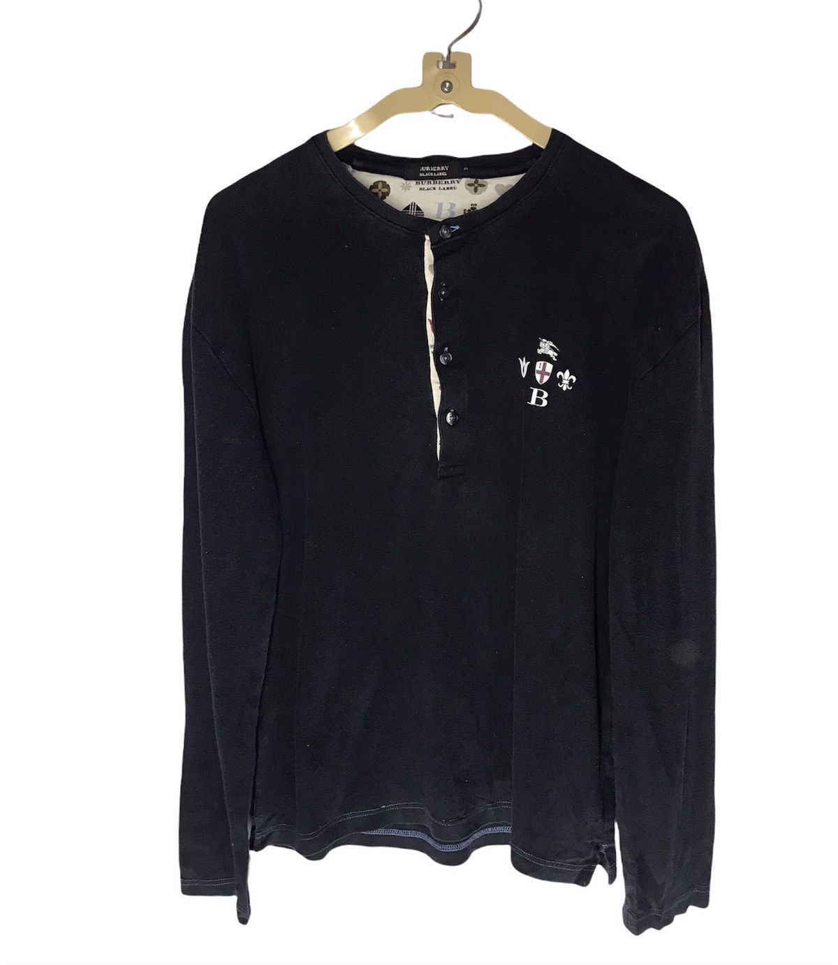 Burberry black label half button long sleeve shirt