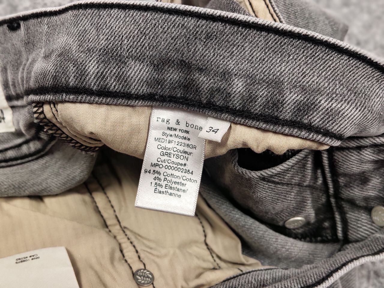 Rag & Bone Rag and Bone USA modele Gray Men's Fit 2 Slim Denim Jeans Size US 34 / EU 50 - 19 Thumbnail