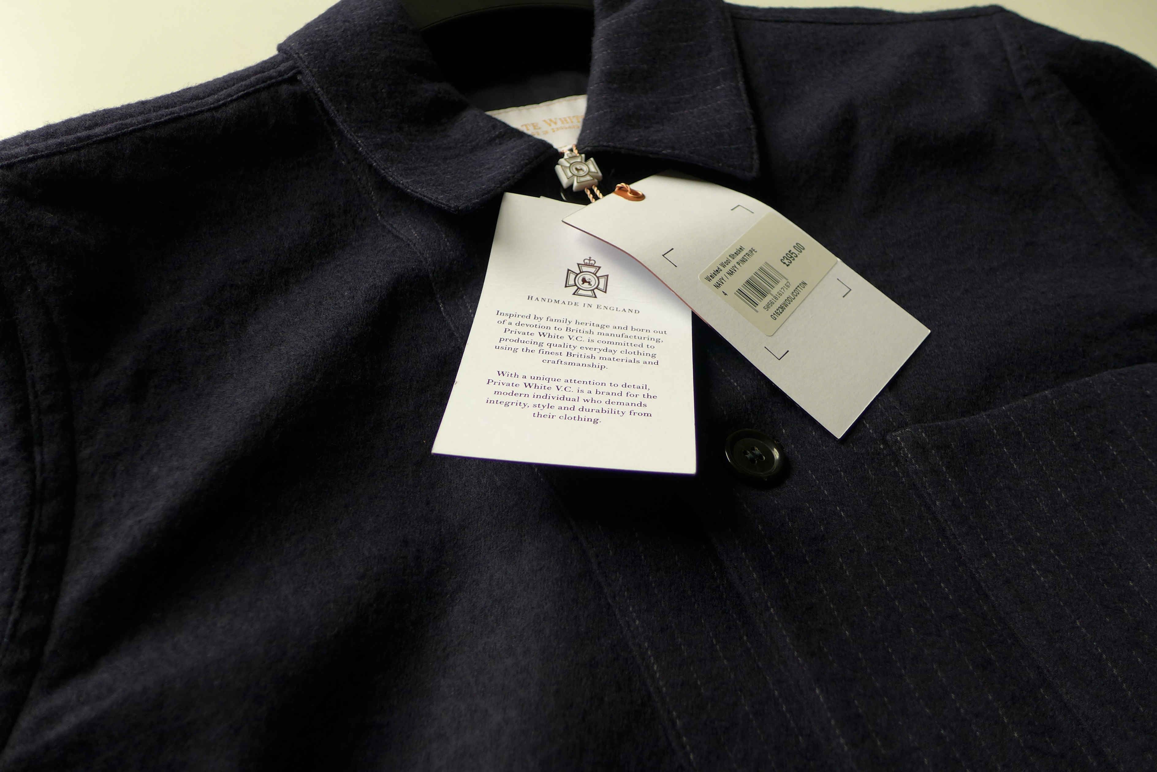 Private White V.C. Private White Waisted Wool Shacket - Navy / Navy Pinstripe Size US M / EU 48-50 / 2 - 16 Thumbnail