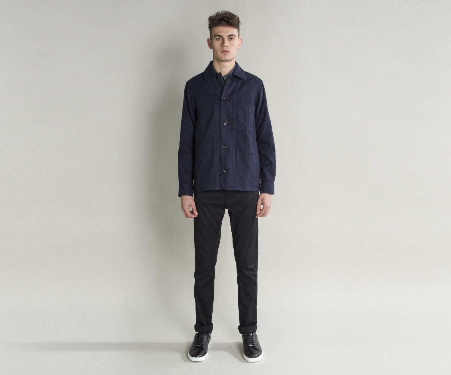 Private White V.C. Private White Waisted Wool Shacket - Navy / Navy Pinstripe Size US M / EU 48-50 / 2 - 9 Thumbnail