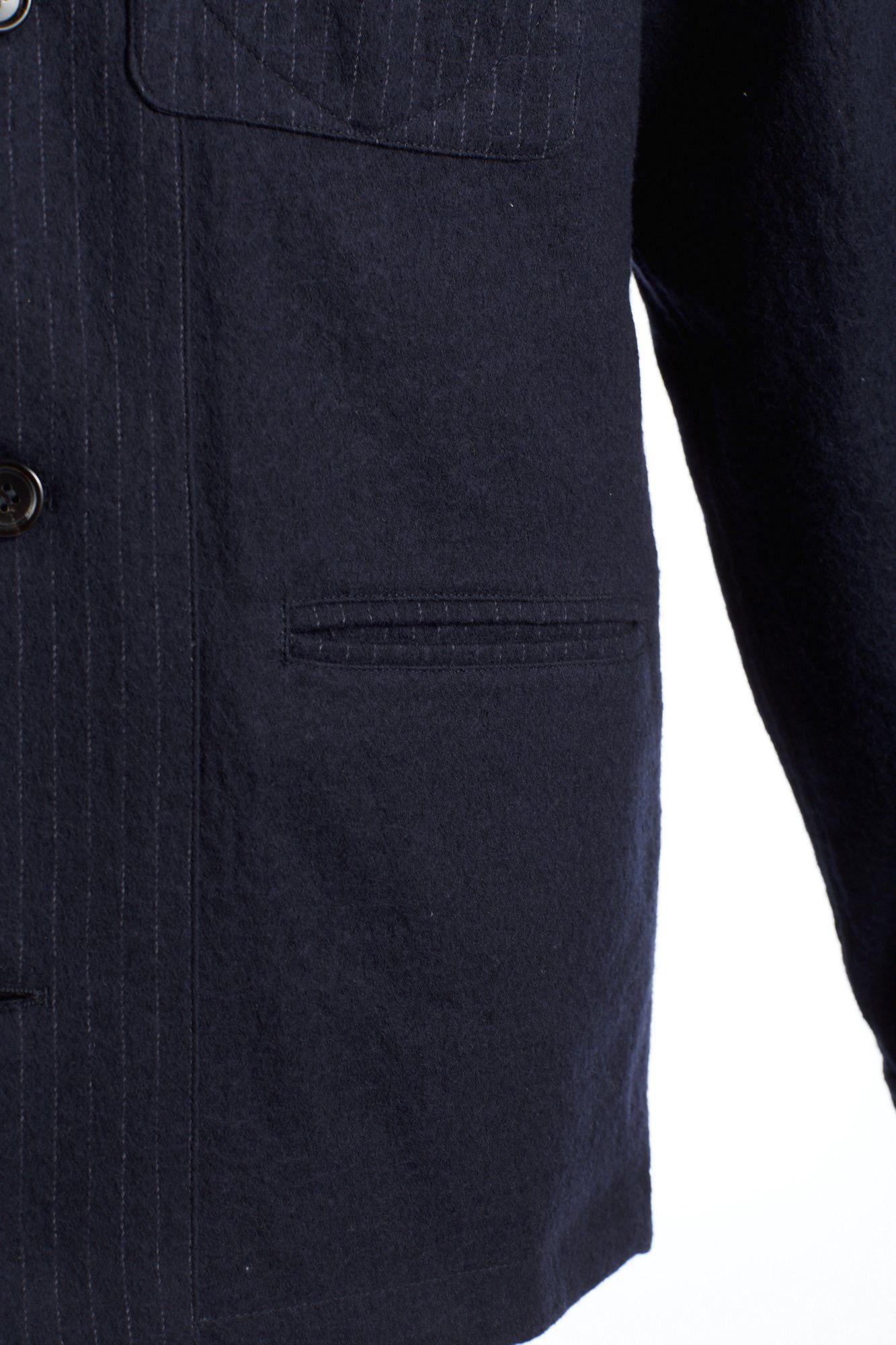 Private White V.C. Private White Waisted Wool Shacket - Navy / Navy Pinstripe Size US M / EU 48-50 / 2 - 5 Thumbnail