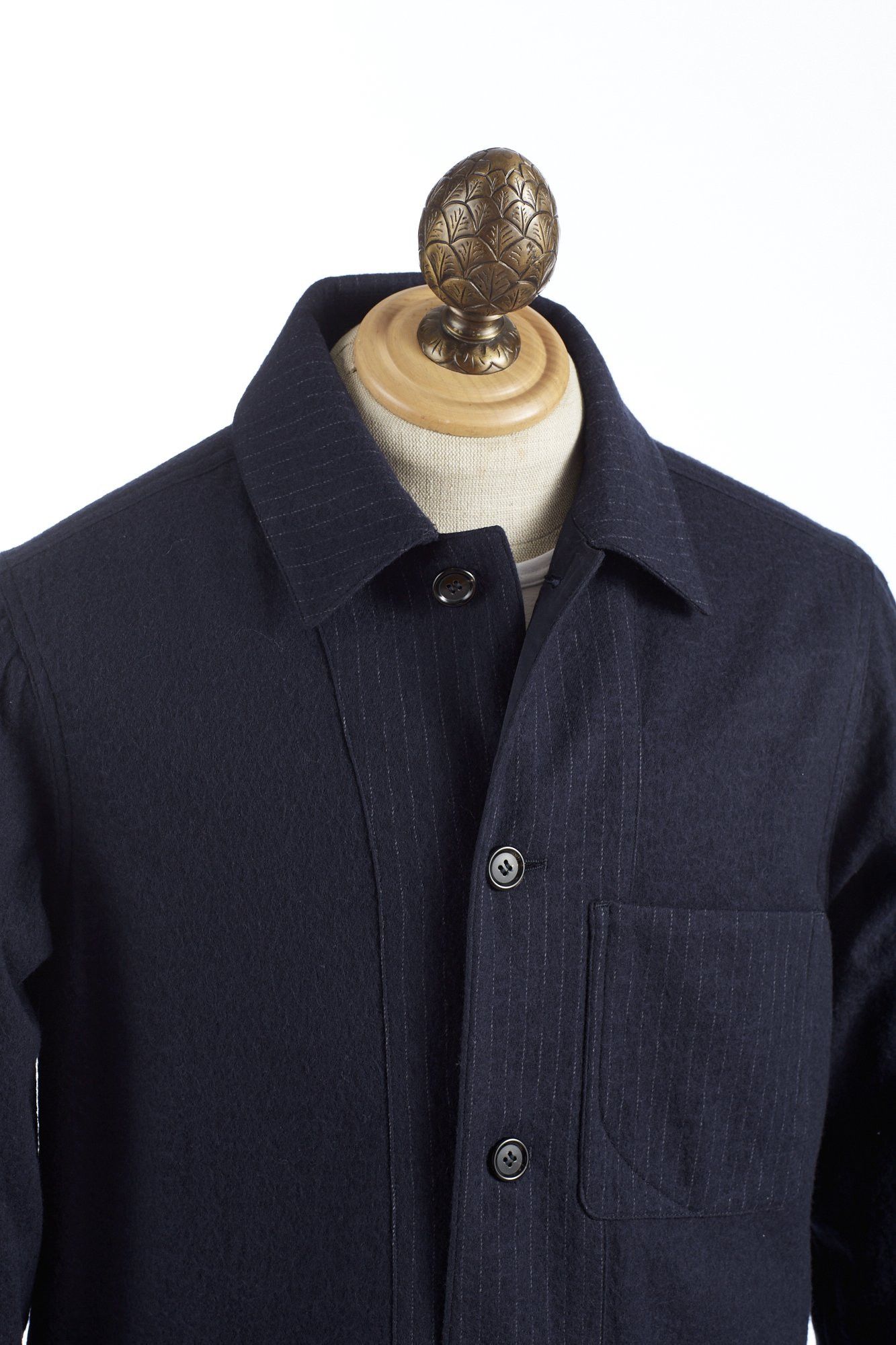 Private White V.C. Private White Waisted Wool Shacket - Navy / Navy Pinstripe Size US M / EU 48-50 / 2 - 3 Thumbnail