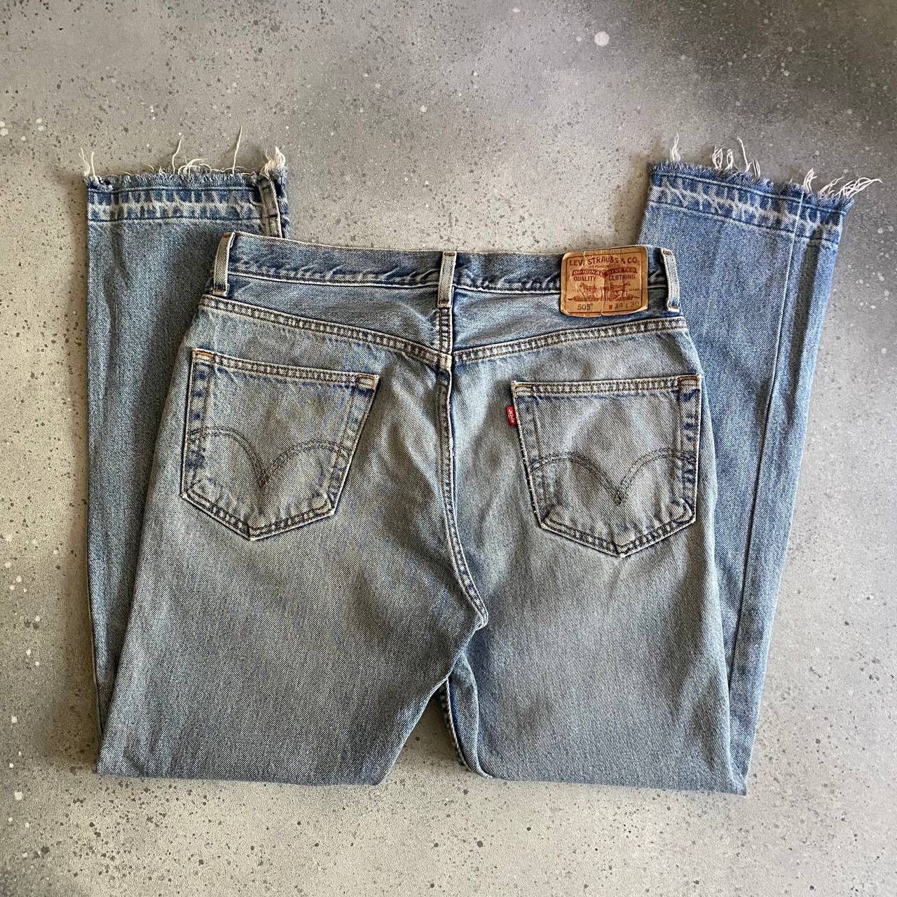Levi's × Levi's Vintage Clothing × Vintage 90s Levi’s 505 Vintage Distressed Fabric Washed Blue Jeans Size US 34 / EU 50 - 1 Thumbnail