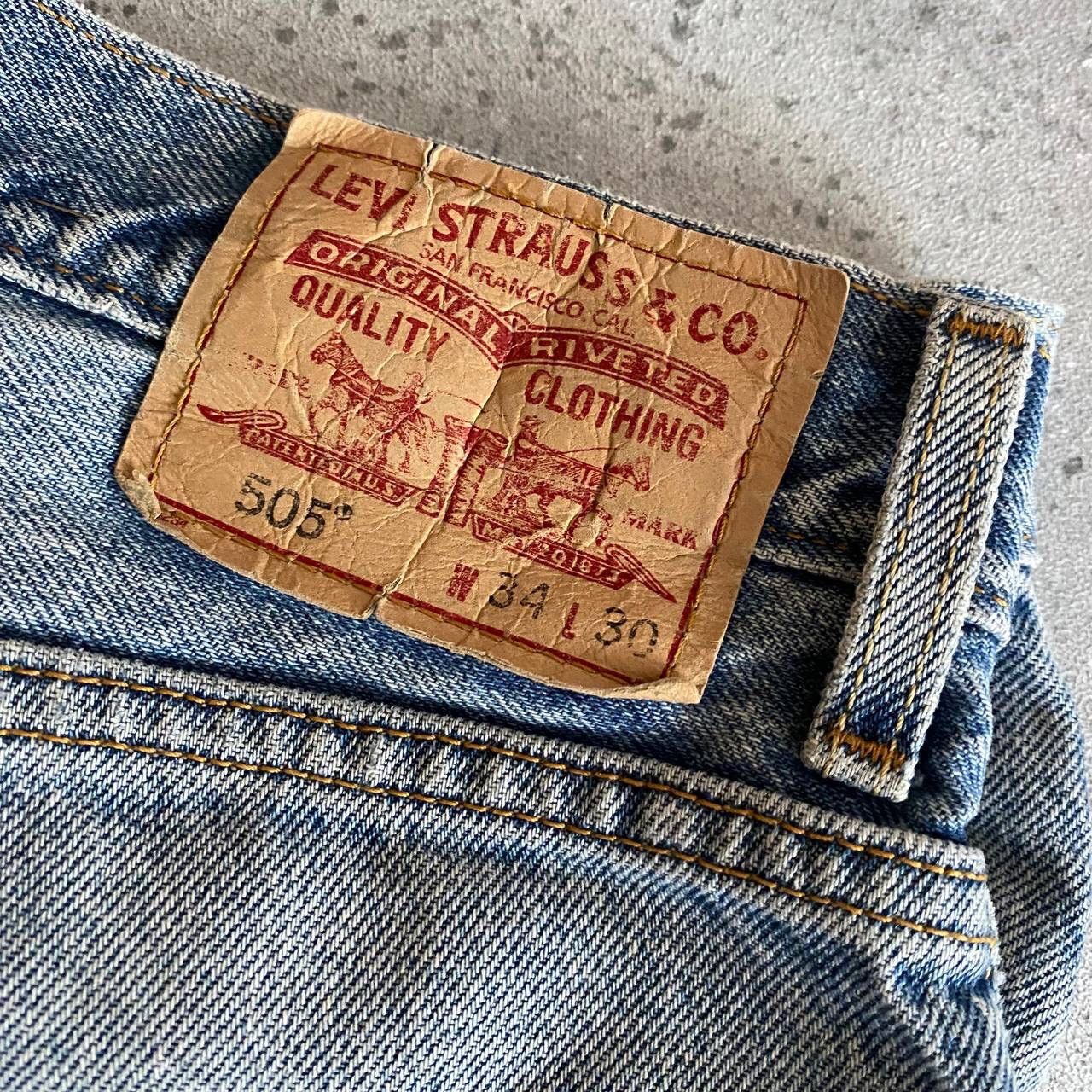Levi's × Levi's Vintage Clothing × Vintage 90s Levi’s 505 Vintage Distressed Fabric Washed Blue Jeans Size US 34 / EU 50 - 8 Thumbnail