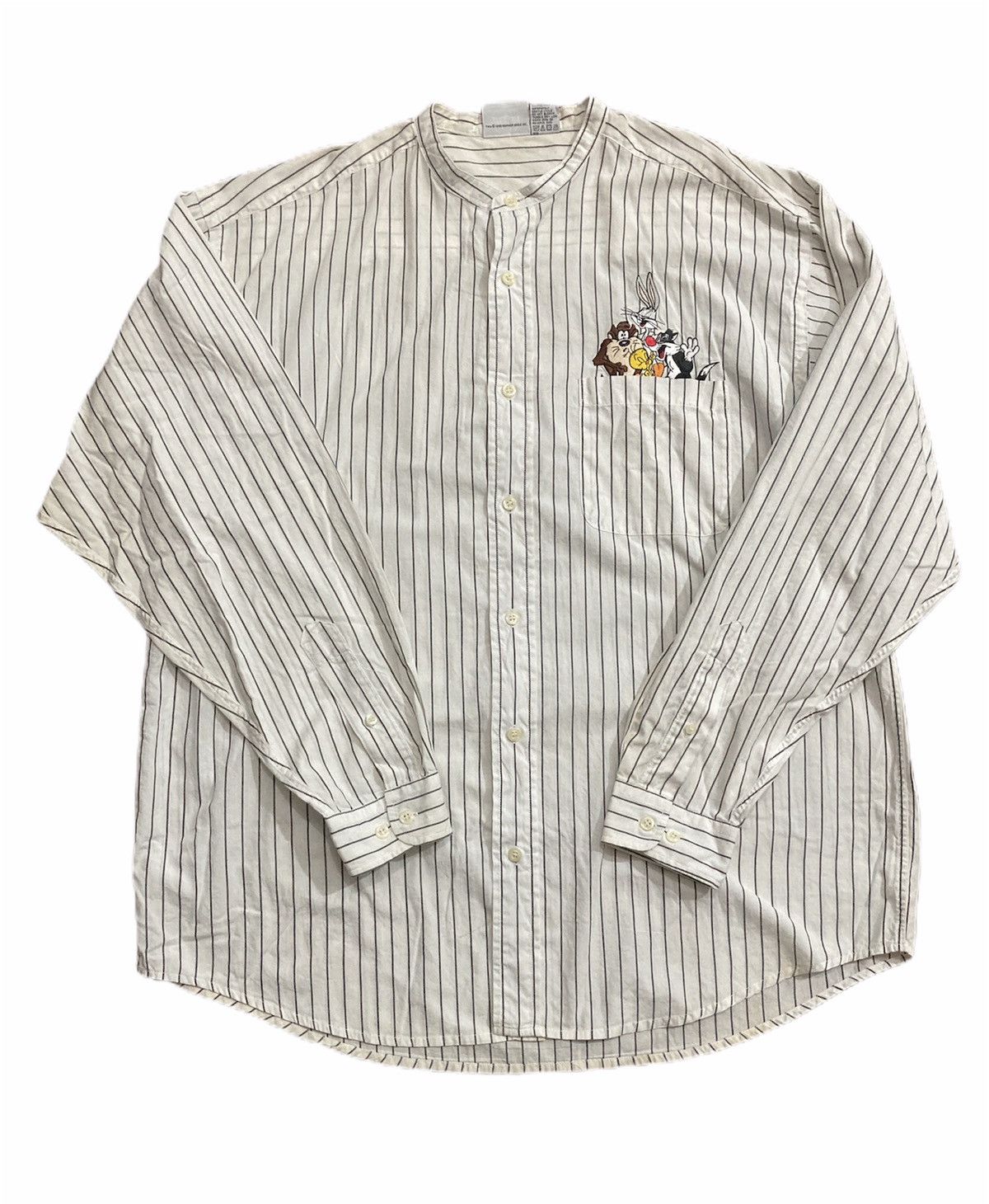 Cartoon Network × Vintage × Warner Bros Vintage 90s Looney Tunes Stripe Button Shirts Size US L / EU 52-54 / 3 - 1 Thumbnail