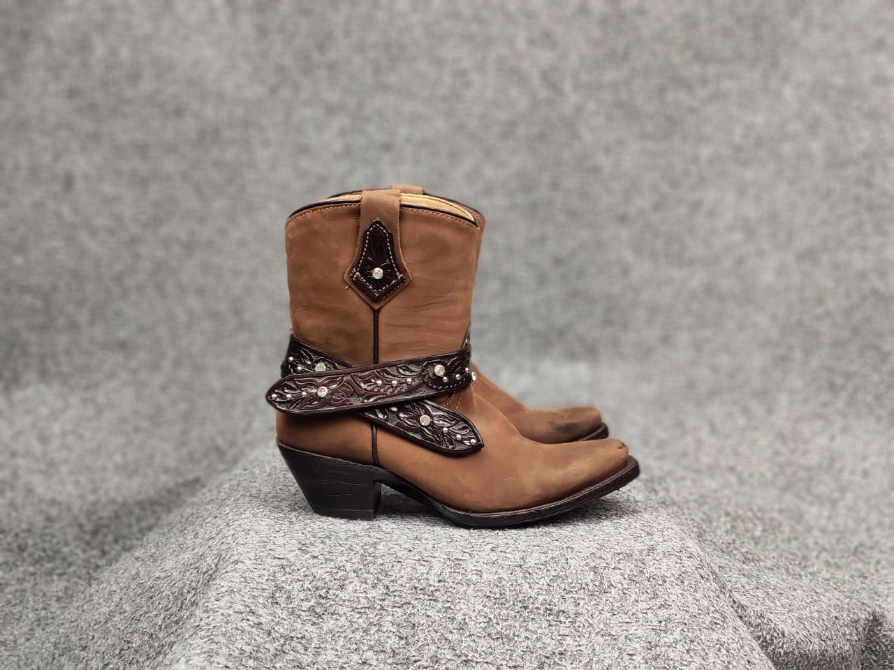 Stars & Stripes Western cowboy Leather Brown Ankle W's Boots