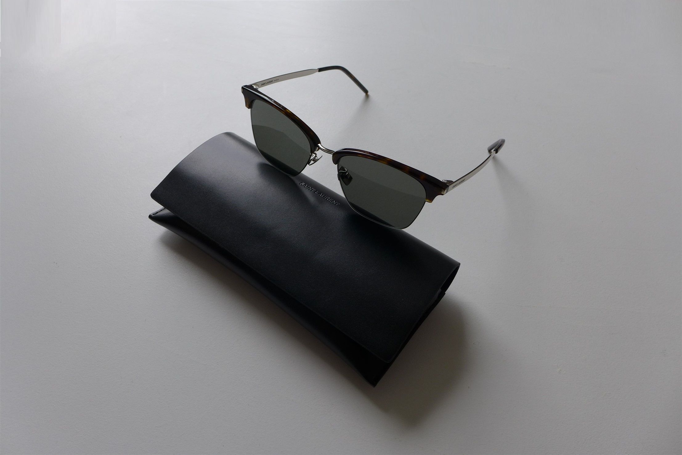 Saint Laurent Paris Saint Laurent SL 340 Half Rim Sunglasses - Tortoise Silver Size ONE SIZE - 3 Thumbnail