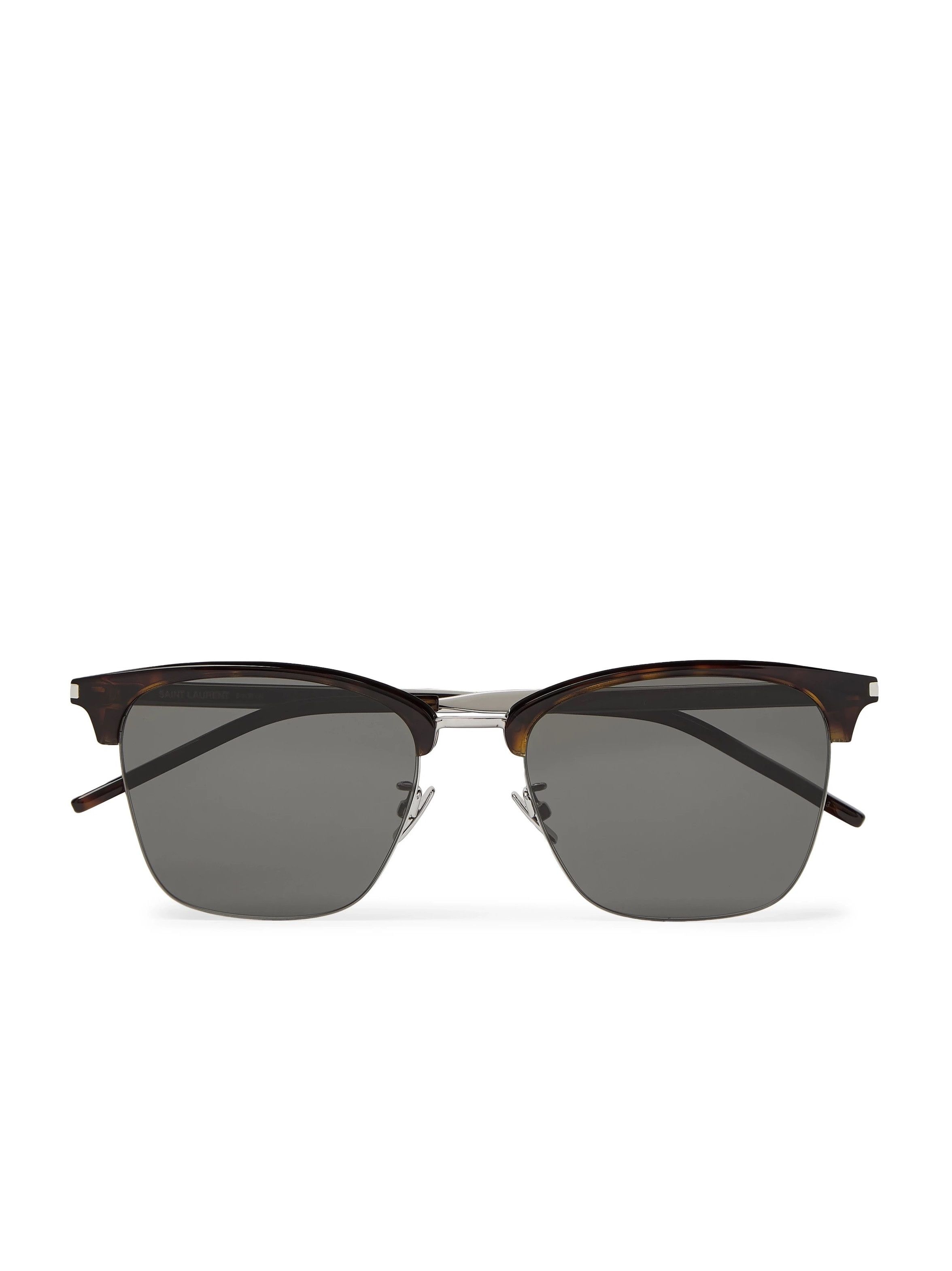 Saint Laurent Paris Saint Laurent SL 340 Half Rim Sunglasses - Tortoise Silver Size ONE SIZE - 1 Thumbnail
