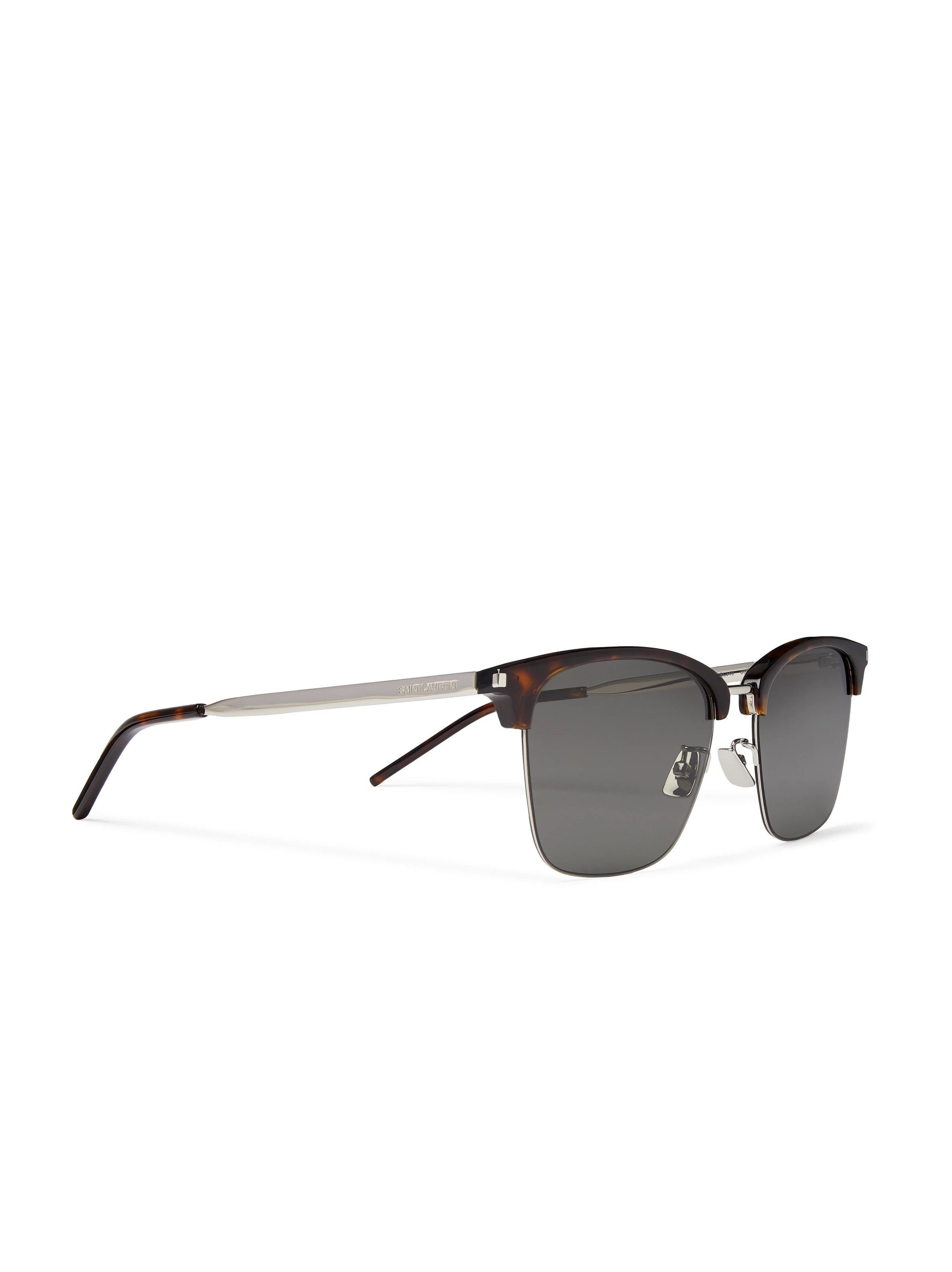 Saint Laurent Paris Saint Laurent SL 340 Half Rim Sunglasses - Tortoise Silver Size ONE SIZE - 2 Thumbnail