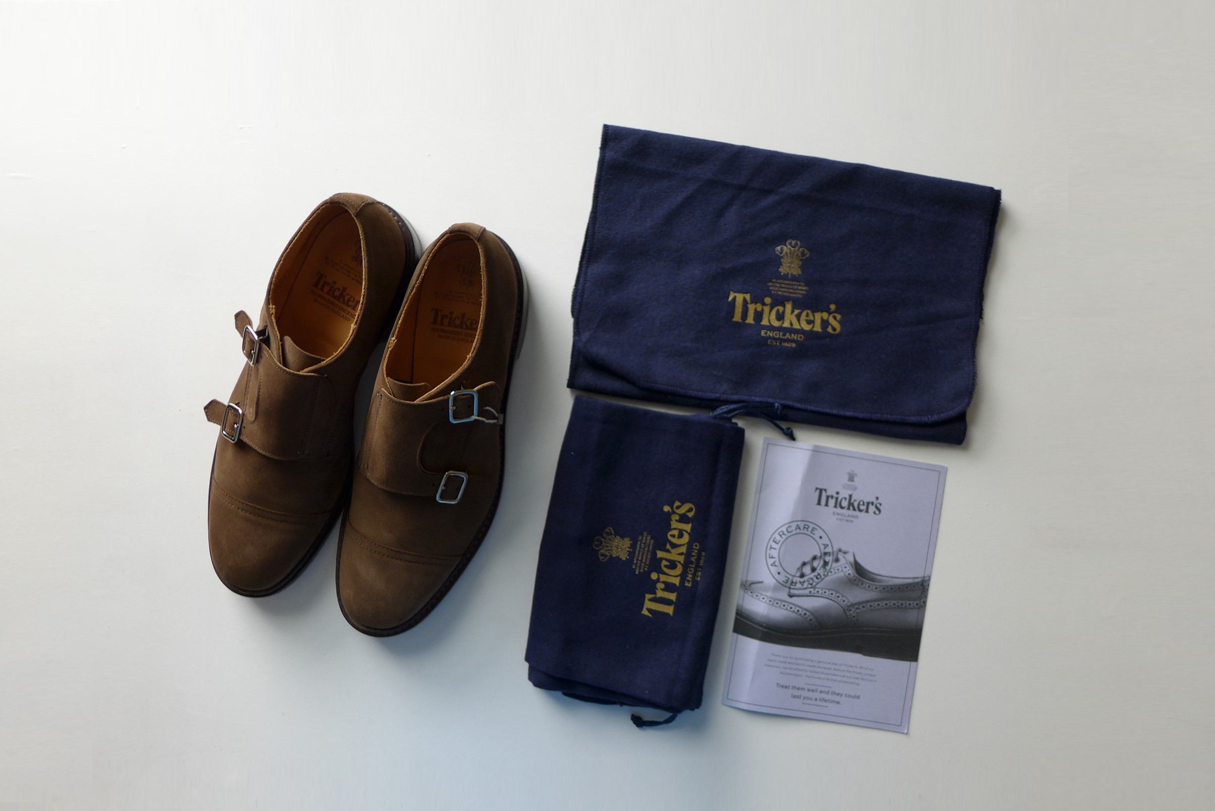 Tricker's Tricker's Rufus Monk Strap Shoes - Brown Castorino Suede Size US 11 / EU 44 - 14 Thumbnail