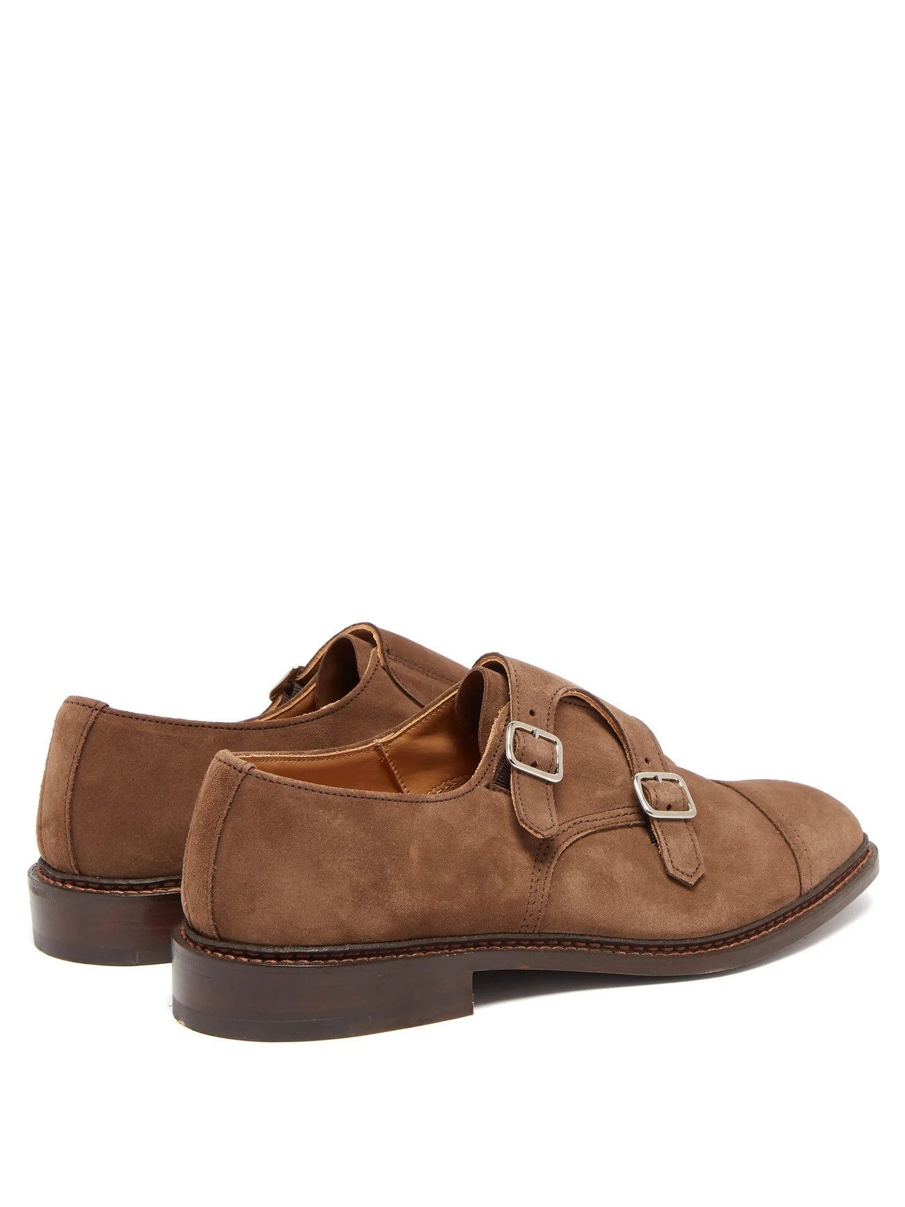 Tricker's Tricker's Rufus Monk Strap Shoes - Brown Castorino Suede Size US 11 / EU 44 - 2 Thumbnail