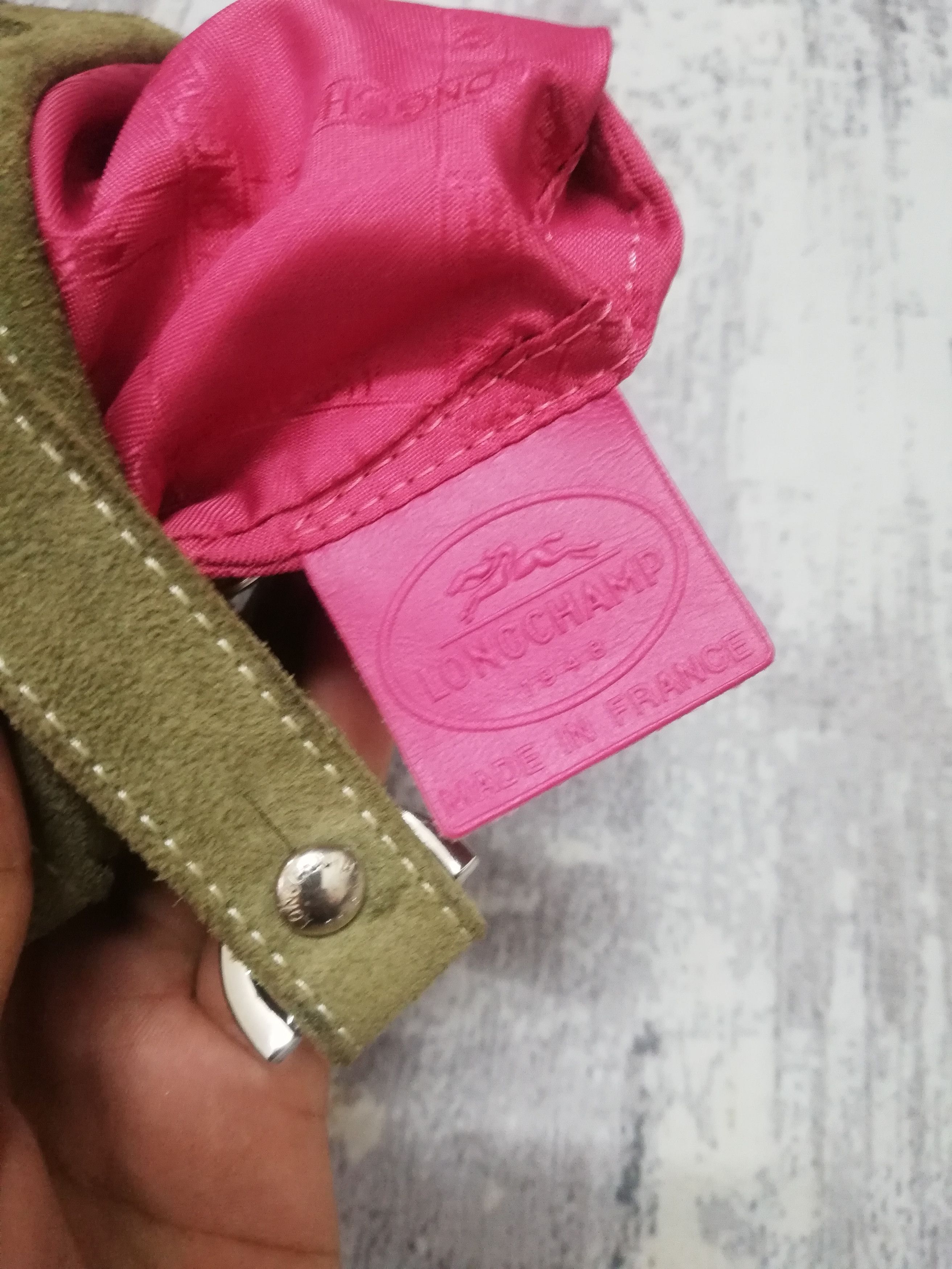 Longchamp Vintage Longchamp Olive Green Suede Studded Shoulder Bag Size ONE SIZE - 8 Thumbnail