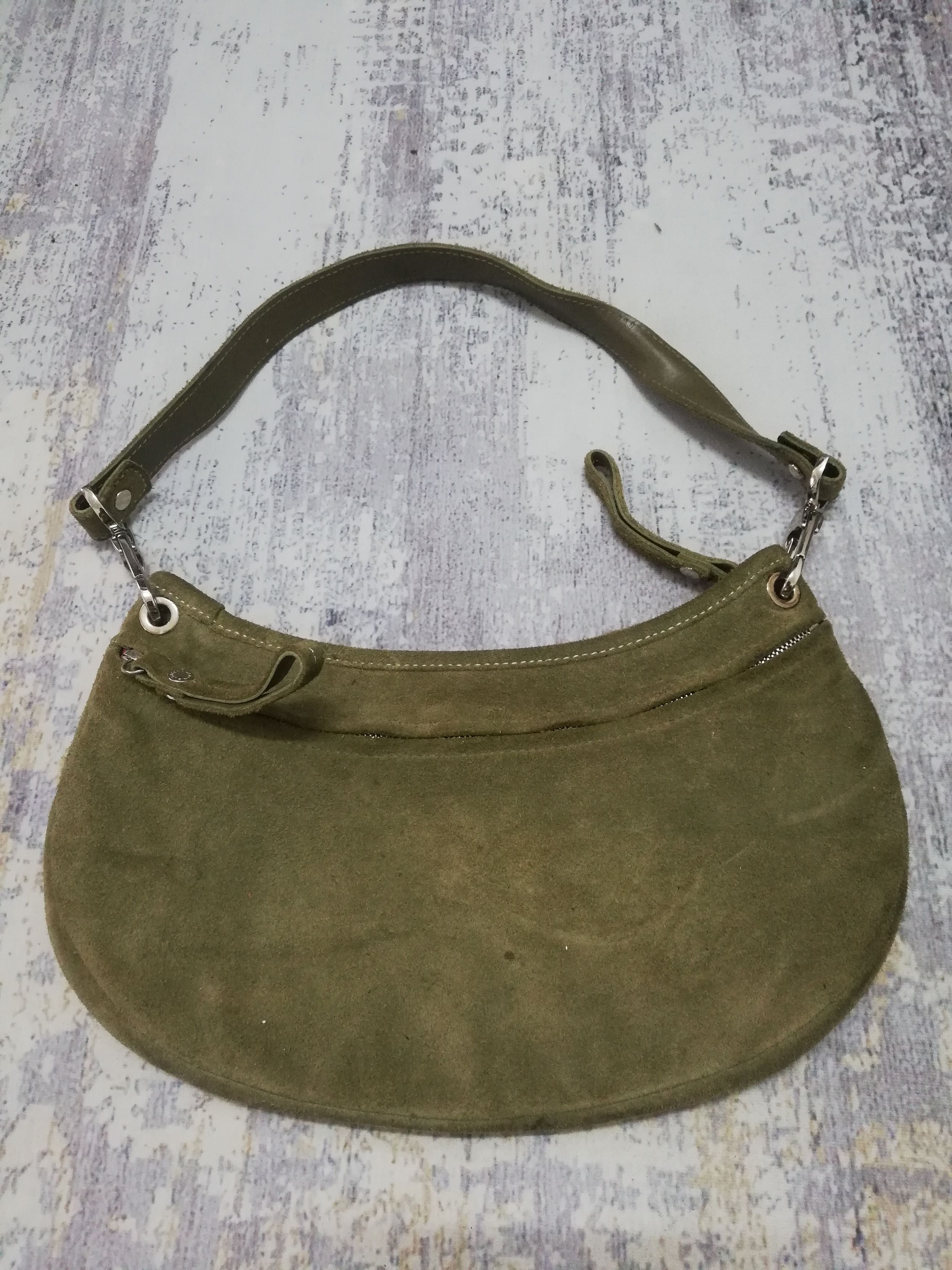 Longchamp Vintage Longchamp Olive Green Suede Studded Shoulder Bag Size ONE SIZE - 2 Thumbnail