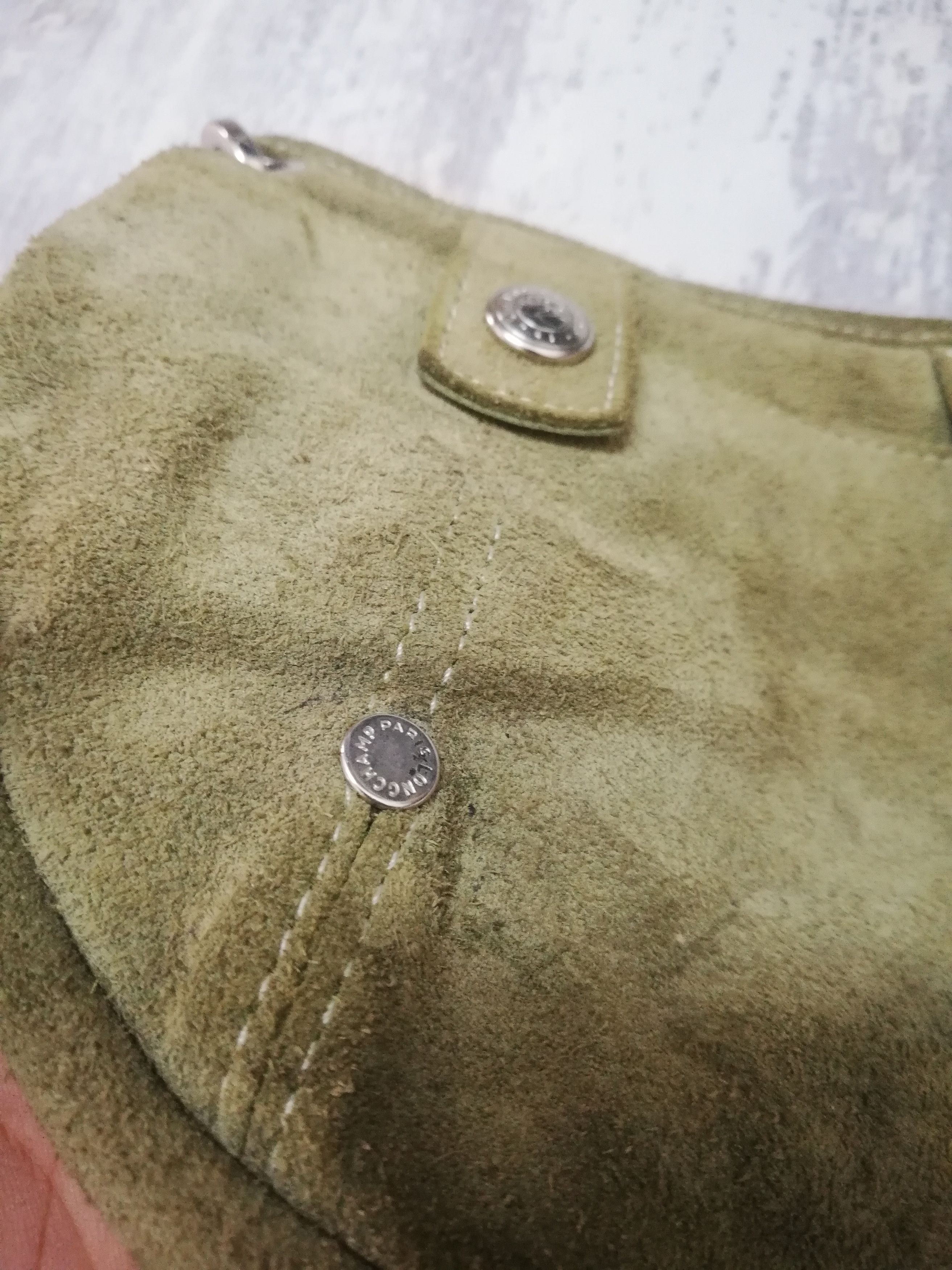 Longchamp Vintage Longchamp Olive Green Suede Studded Shoulder Bag Size ONE SIZE - 3 Thumbnail