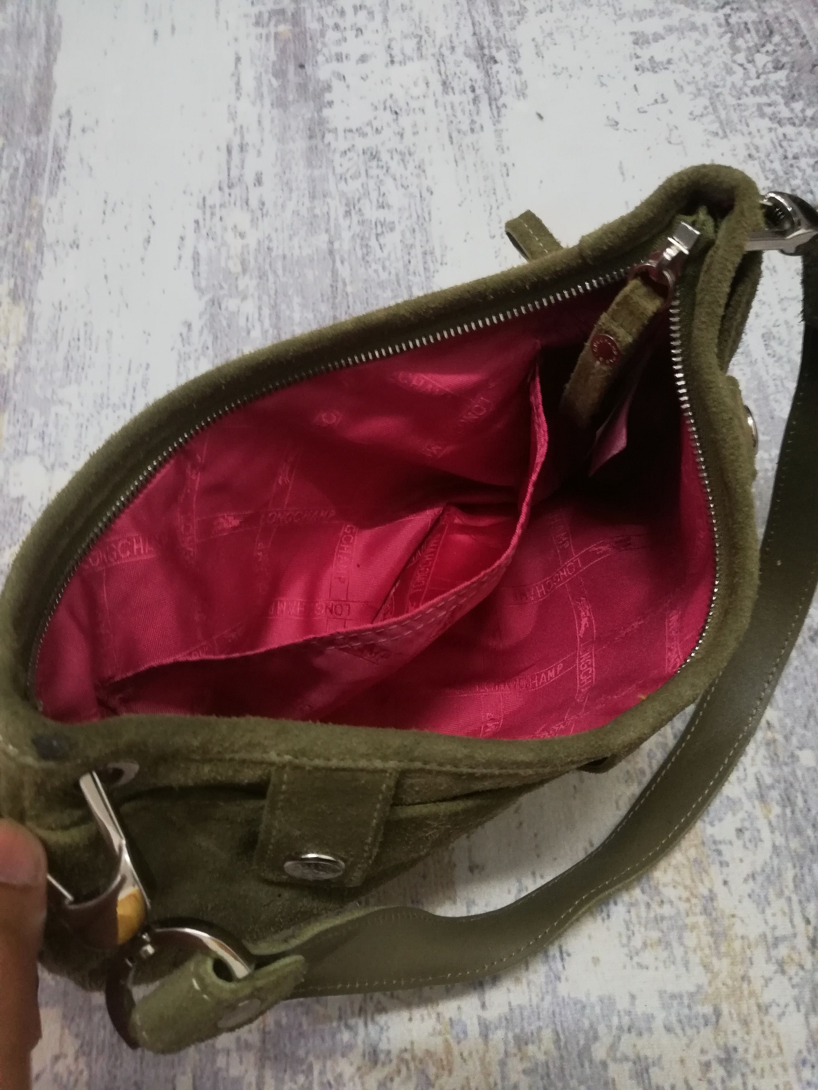 Longchamp Vintage Longchamp Olive Green Suede Studded Shoulder Bag Size ONE SIZE - 6 Thumbnail