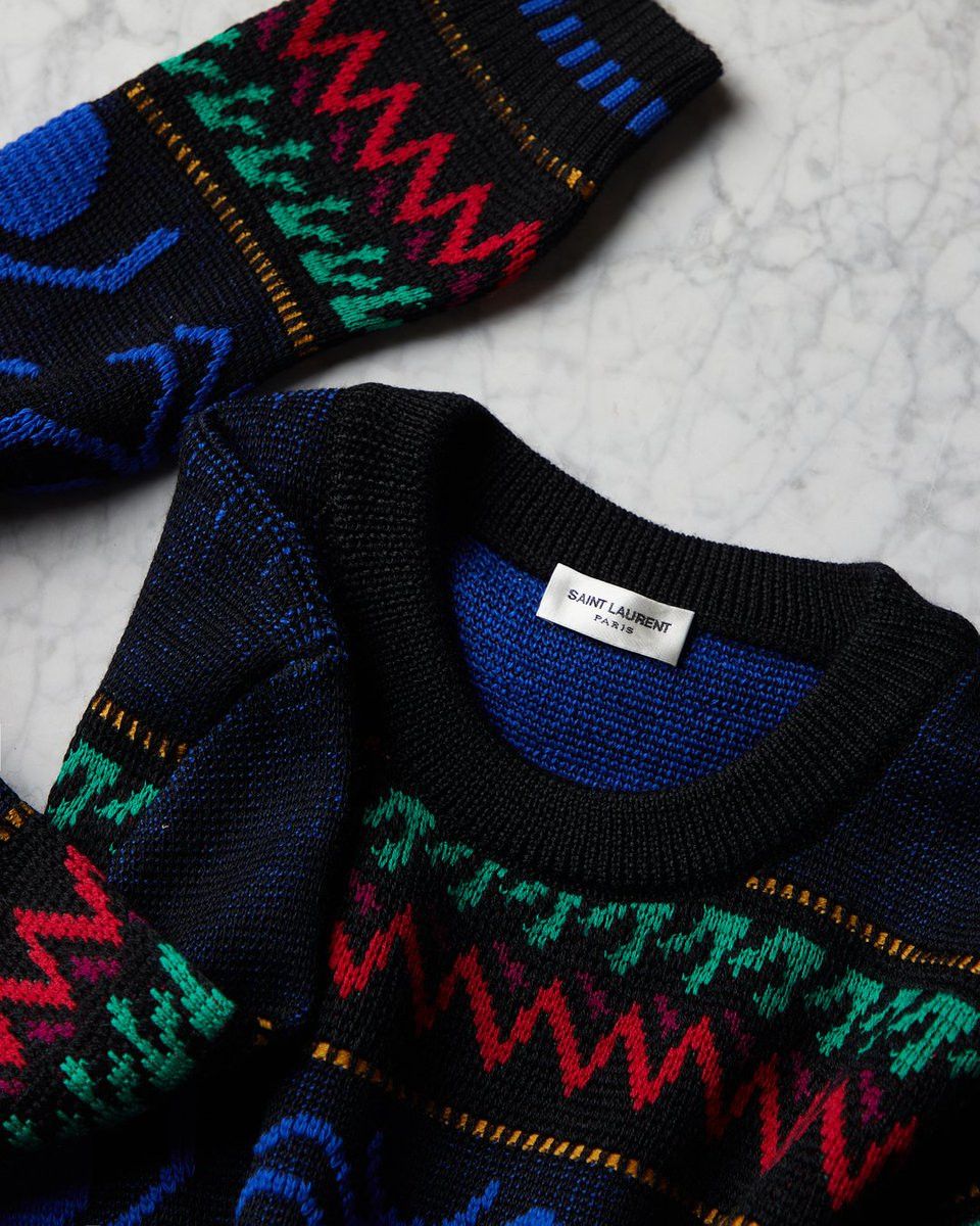 image of Saint Laurent Paris Saint Laurent Spider Jacquard Sweater, Men's (Size Large)