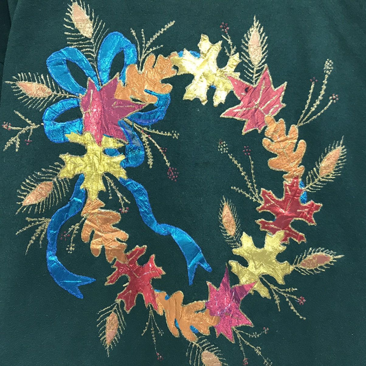 Vintage Vintage 90s Art Flower Sweatshirt Embroidery BigLogo Flower Size US L / EU 52-54 / 3 - 3 Thumbnail