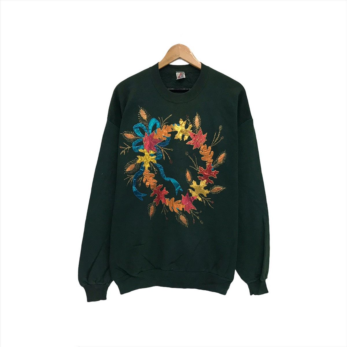 Vintage Vintage 90s Art Flower Sweatshirt Embroidery BigLogo Flower Size US L / EU 52-54 / 3 - 1 Thumbnail
