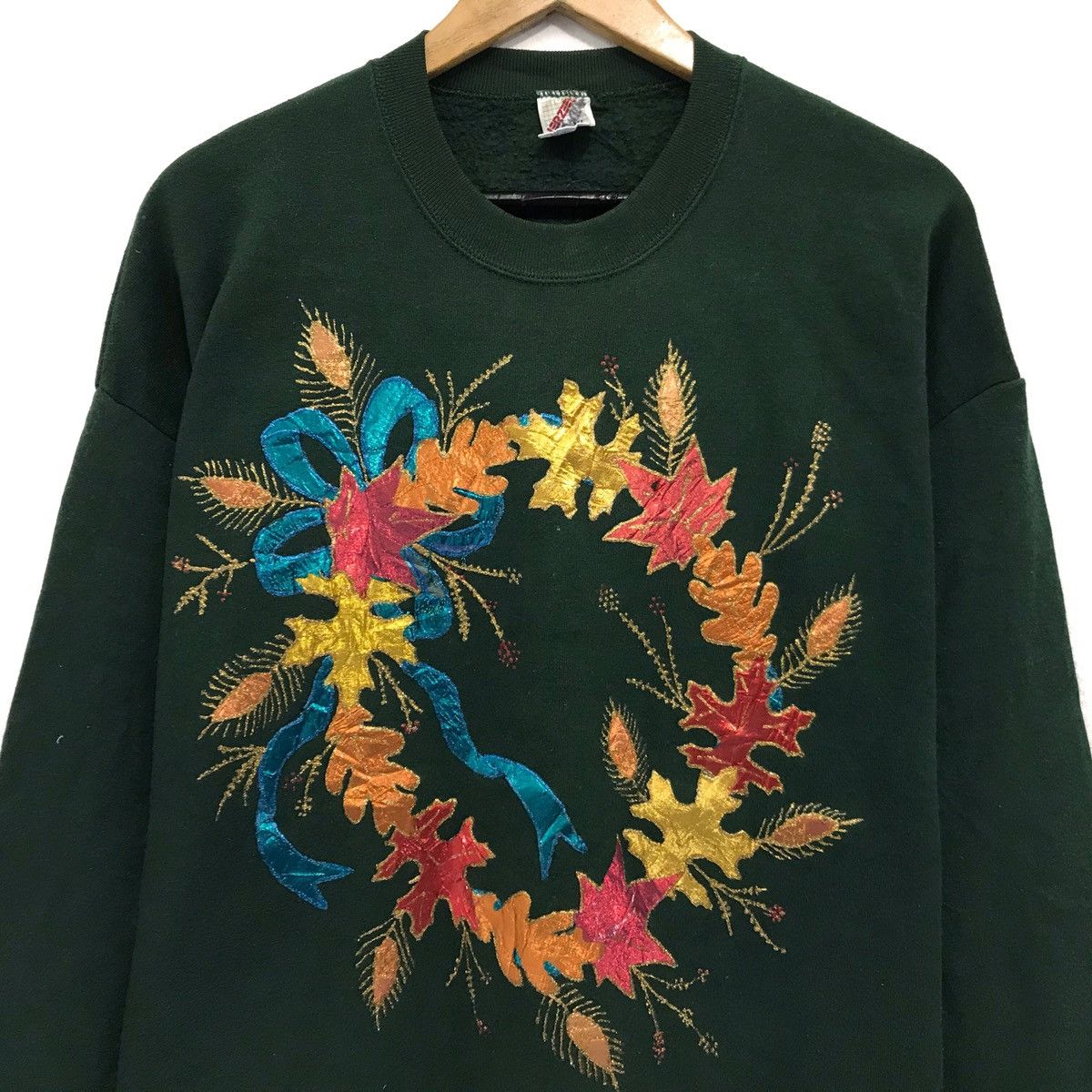 Vintage Vintage 90s Art Flower Sweatshirt Embroidery BigLogo Flower Size US L / EU 52-54 / 3 - 2 Thumbnail
