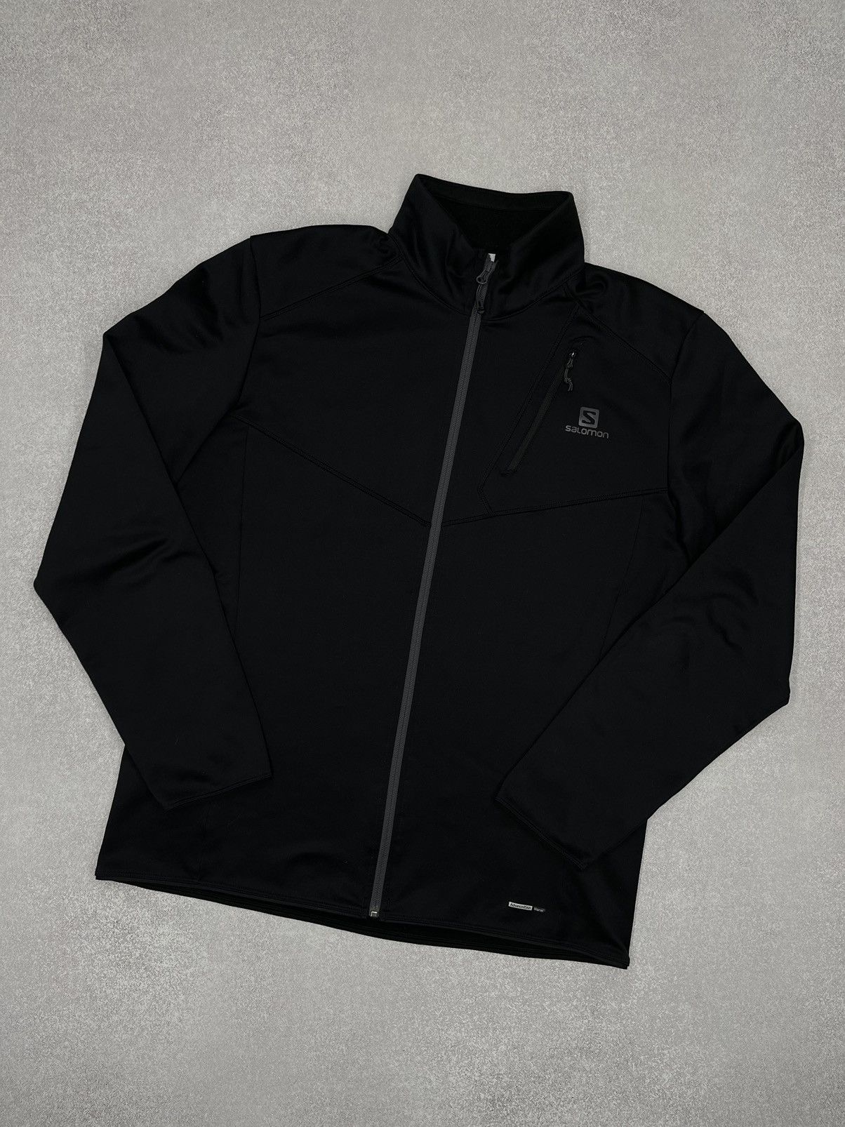 Mens Salomon Discovery Fleece Zip Track Jacket Black Outdoor