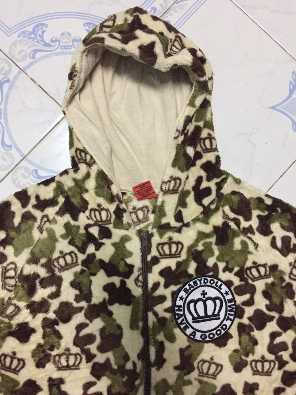 Japanese Brand FullPrint Babydoll Military Camo Fleece Hoodie Jacket Size US L / EU 52-54 / 3 - 5 Thumbnail