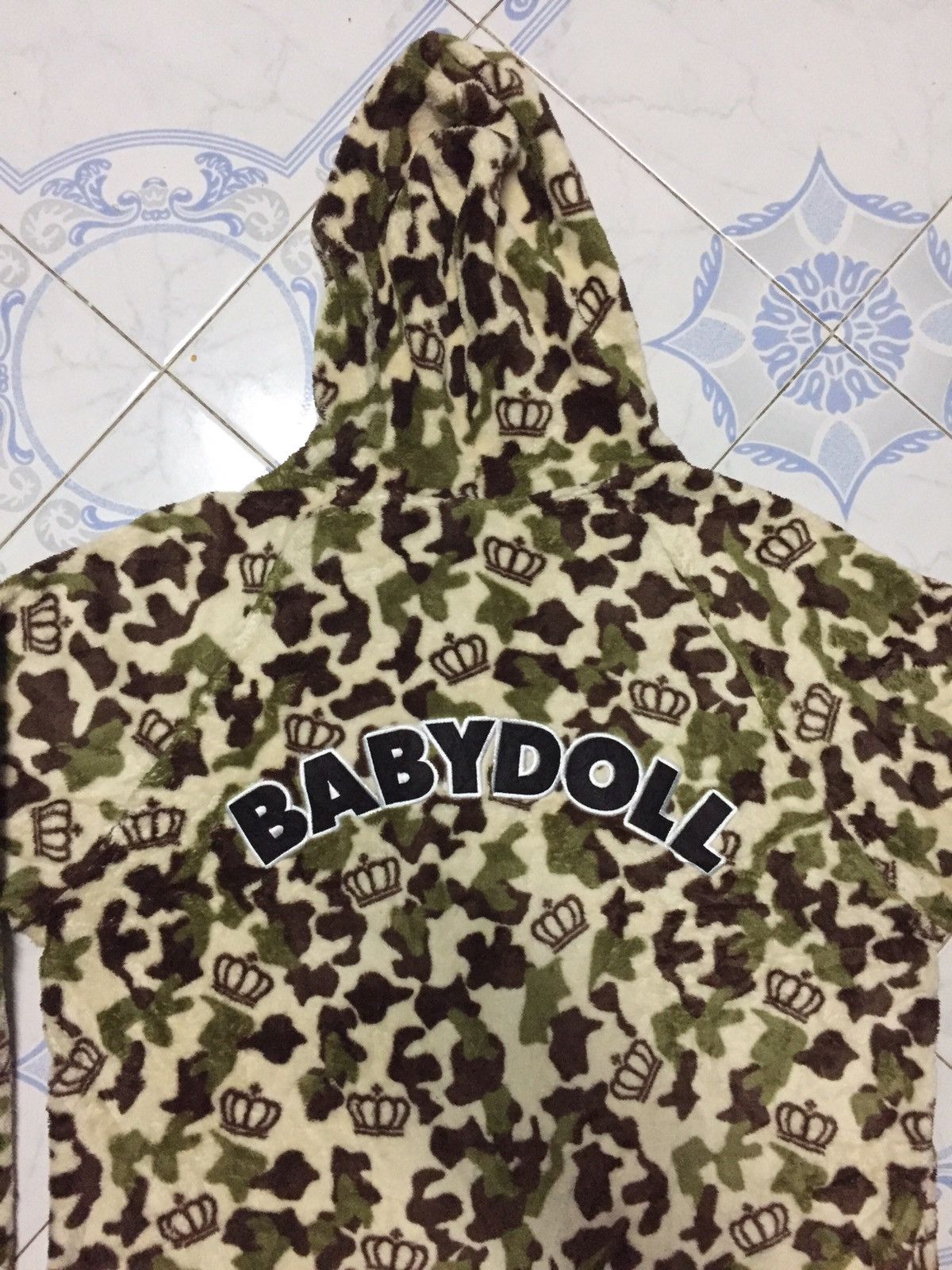 Japanese Brand FullPrint Babydoll Military Camo Fleece Hoodie Jacket Size US L / EU 52-54 / 3 - 11 Thumbnail