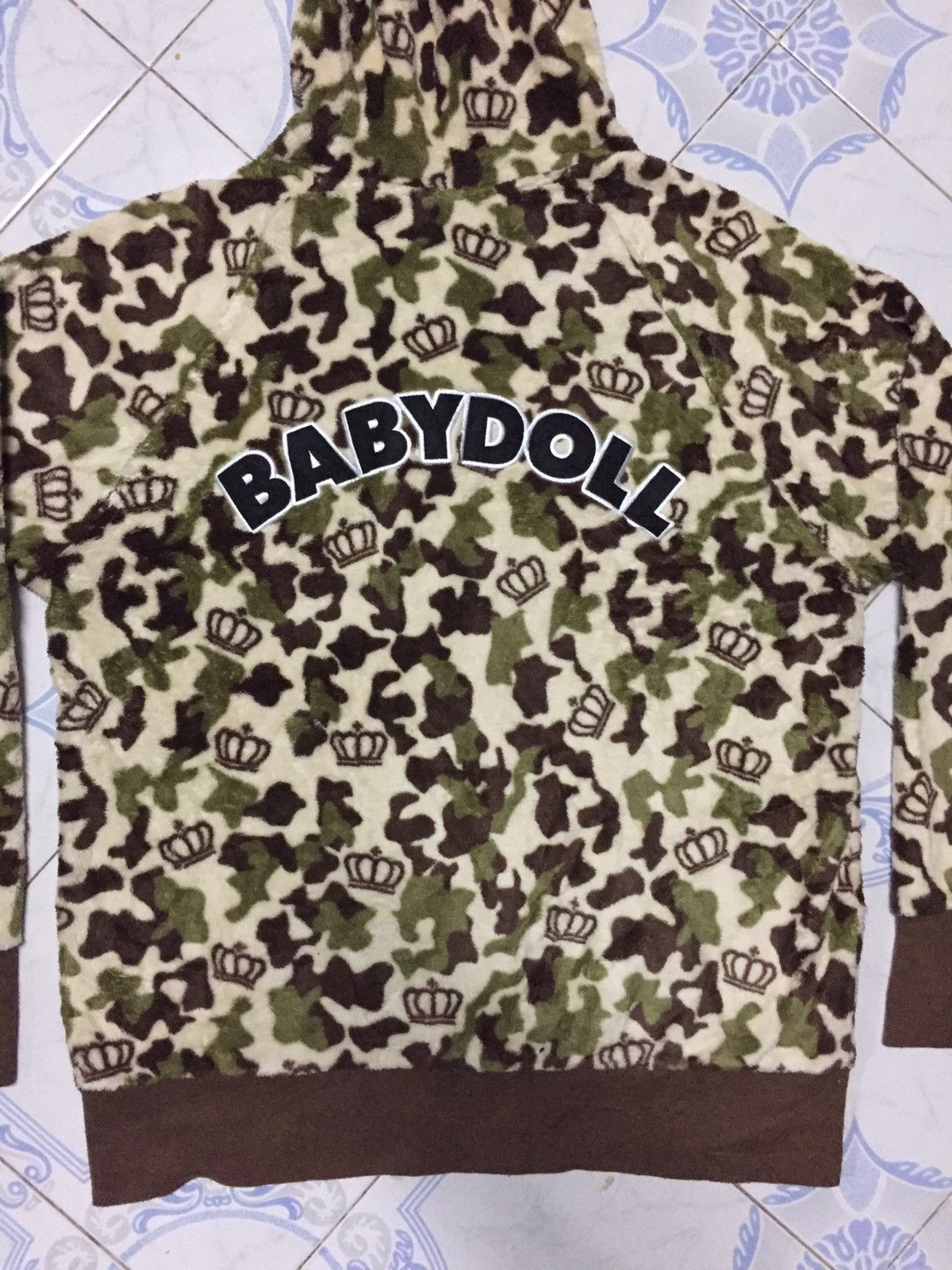 Japanese Brand FullPrint Babydoll Military Camo Fleece Hoodie Jacket Size US L / EU 52-54 / 3 - 9 Thumbnail