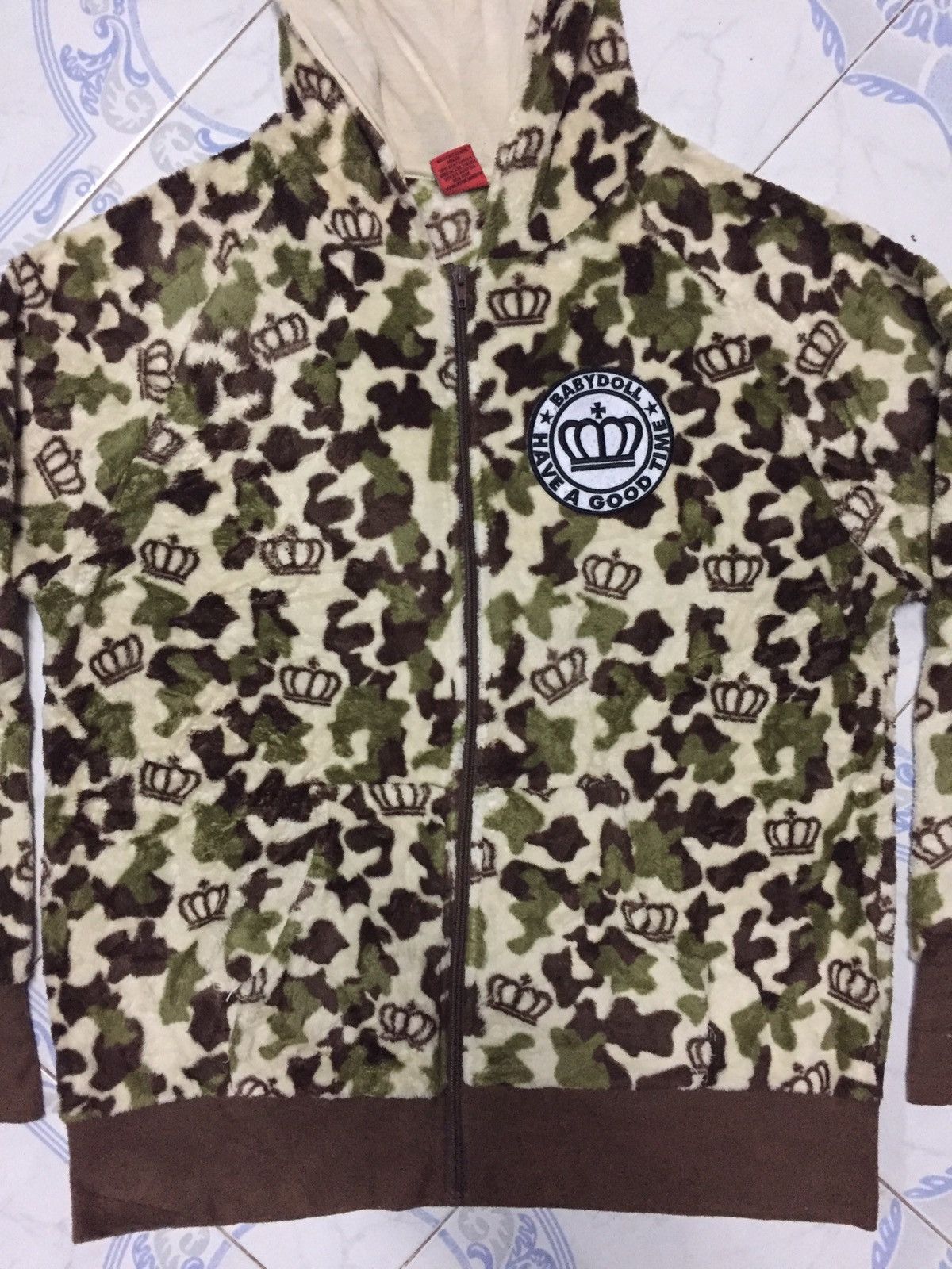 Japanese Brand FullPrint Babydoll Military Camo Fleece Hoodie Jacket Size US L / EU 52-54 / 3 - 3 Thumbnail