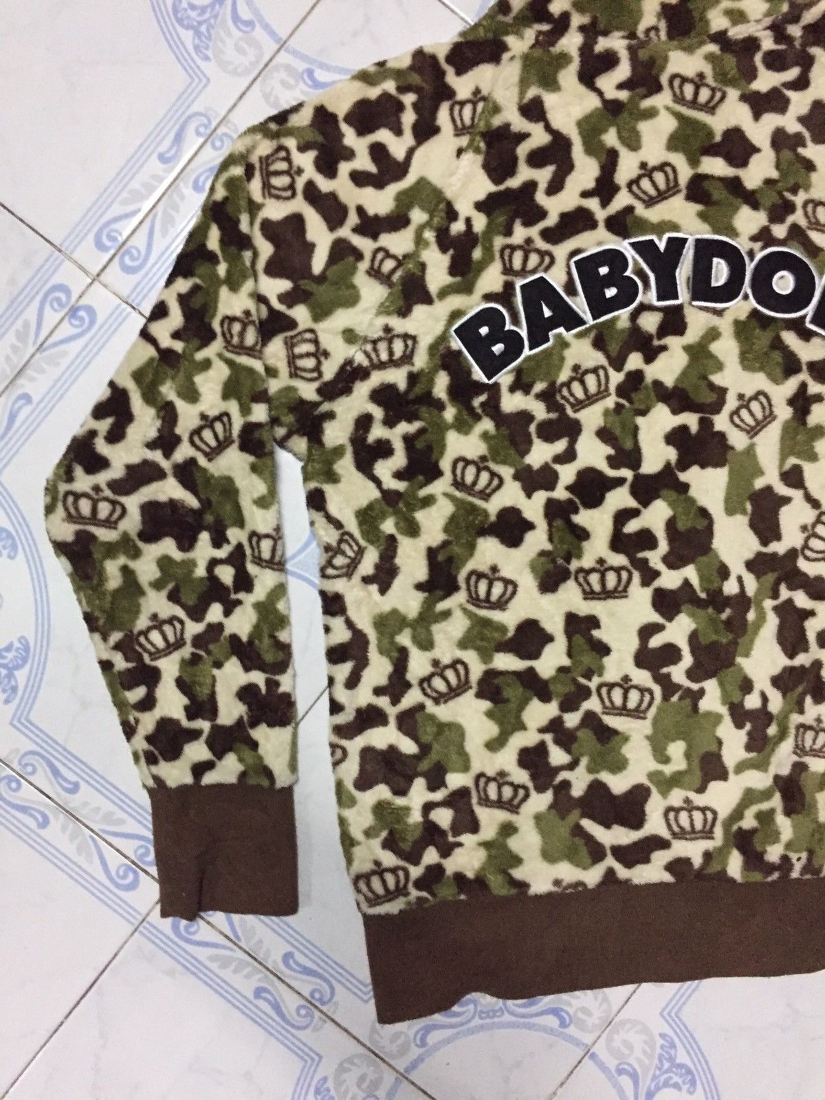 Japanese Brand FullPrint Babydoll Military Camo Fleece Hoodie Jacket Size US L / EU 52-54 / 3 - 8 Thumbnail