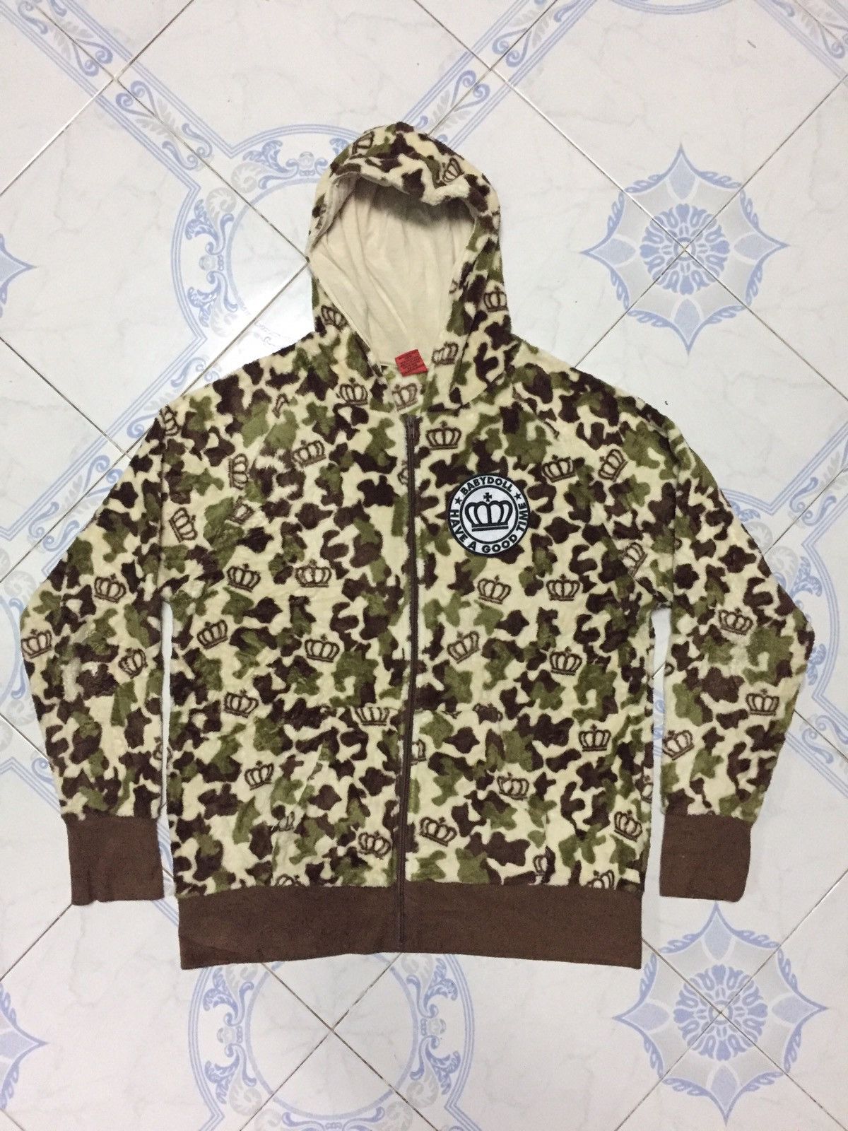 Japanese Brand FullPrint Babydoll Military Camo Fleece Hoodie Jacket Size US L / EU 52-54 / 3 - 1 Thumbnail